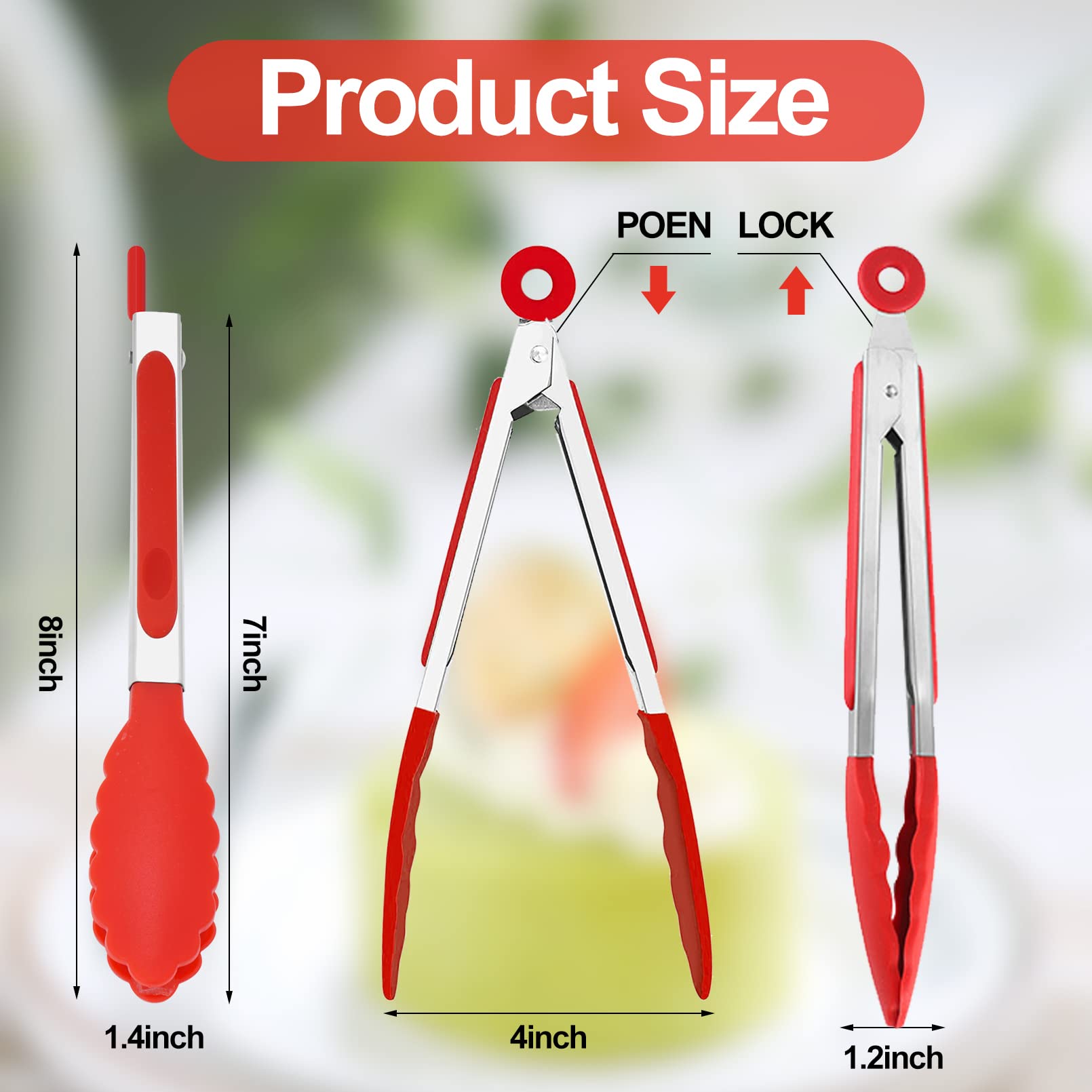 7Pack Kitchen Tongs,7 Inch Small Silicone Tongs With Stainless Steel Silicon Handles And Nylon Tips,Heat Resistant Non-Stick Coo