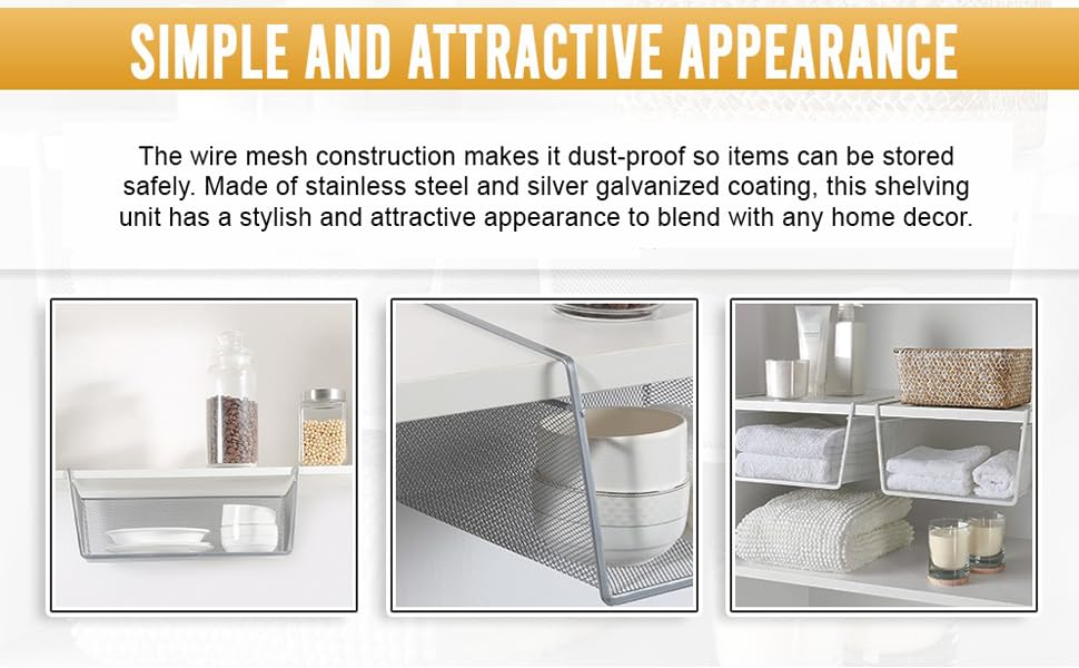 Ybm Home Under Shelf Basket - Mesh Stainless Steel Storage Under Cabinet Hanging Basket Rack Maximize Space In Cabinets, Pantry