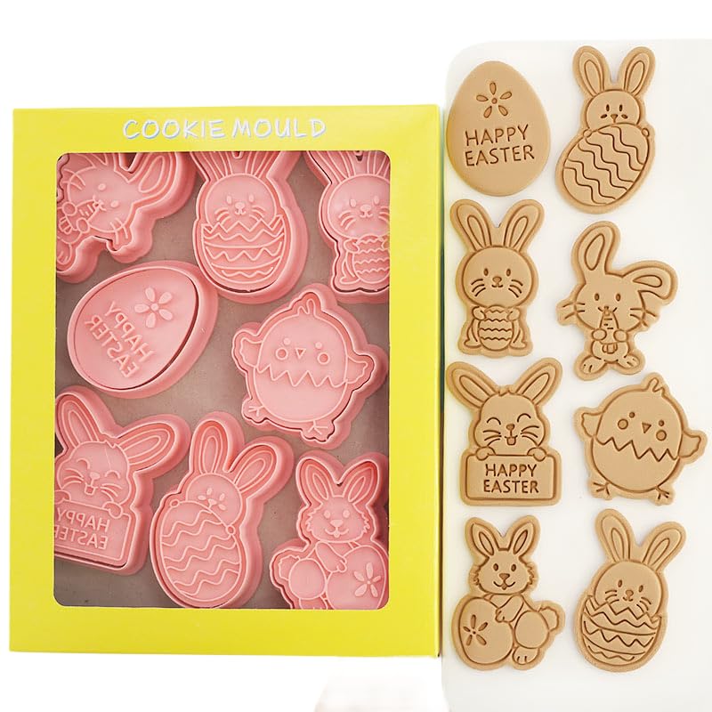 Easter Cookie Mold, Cartoon Rabbit Easter Egg, Diy Cookie Mold Fondant Baking Tool, 8 Pieces In A Set