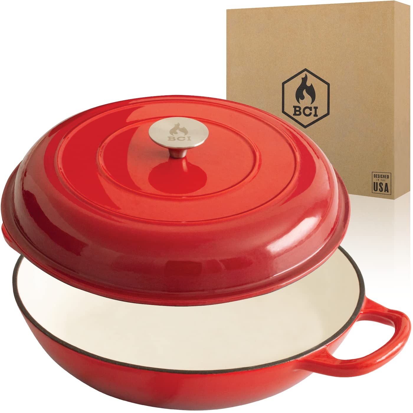 Backcountry Iron Enameled 3.5 Quart Signature Cast Iron Braiser With Lid