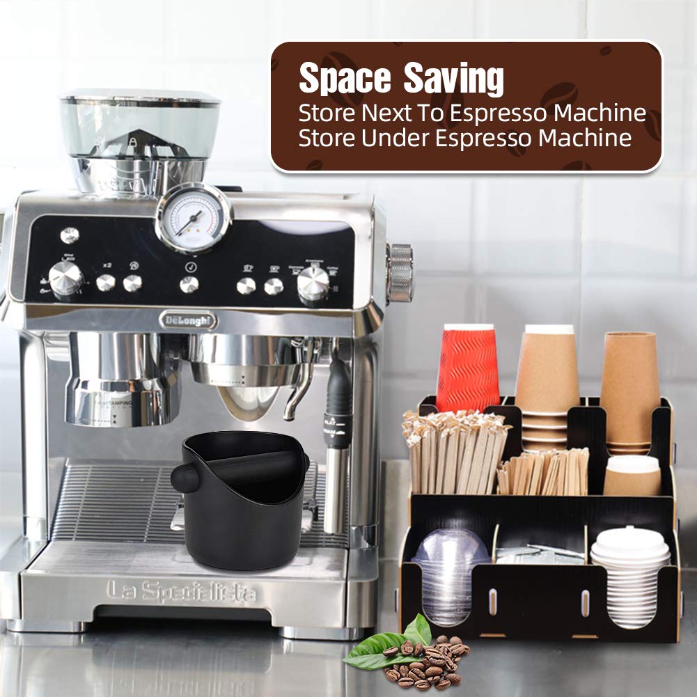 Espresso Knock Box, 4.4 Inch Coffee Knock Box Espresso Dump Bin For Coffee Grounds With Removable Knock Bar And Non-Slip Base Sh