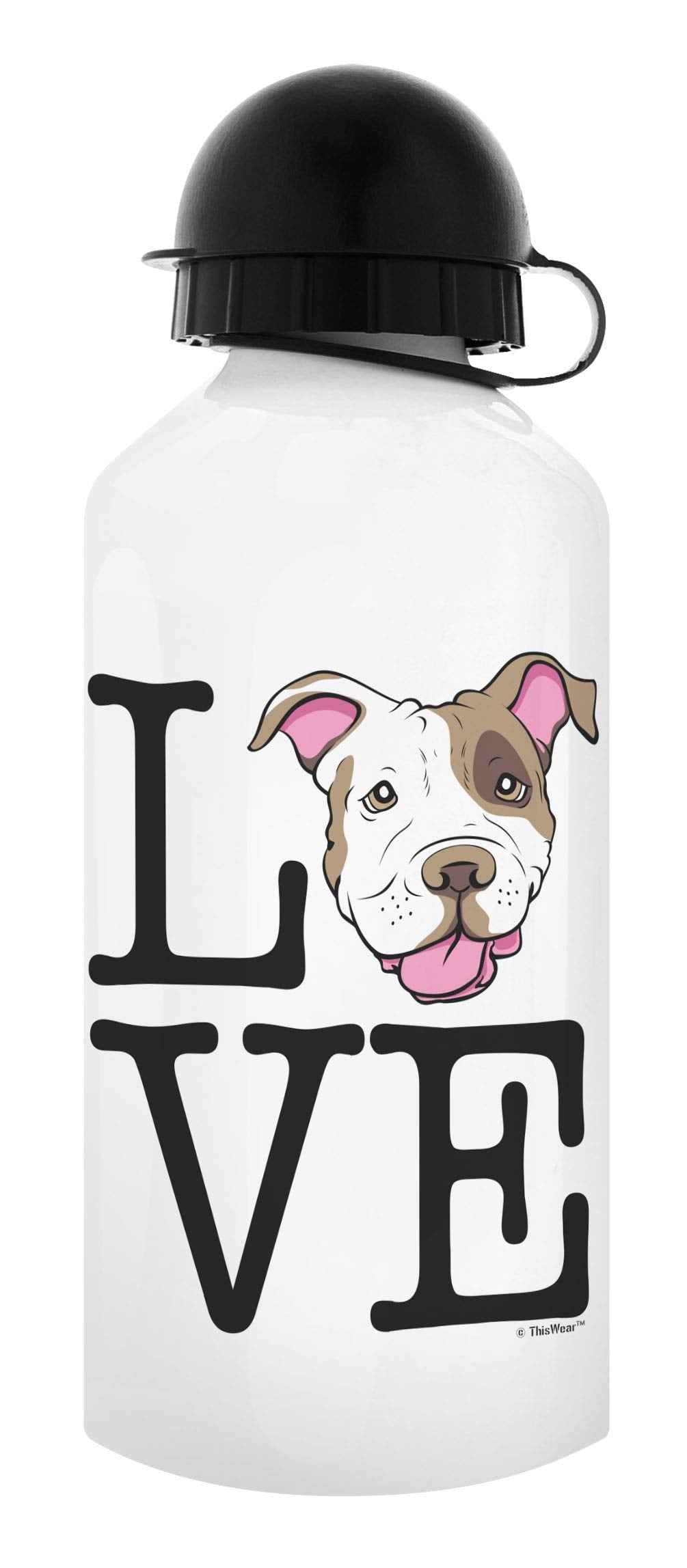 Pitbull Gifts Love Pitbull Water Bottle Dog Dad Gifts Aluminum Water Bottle With Cap & Sport Top White