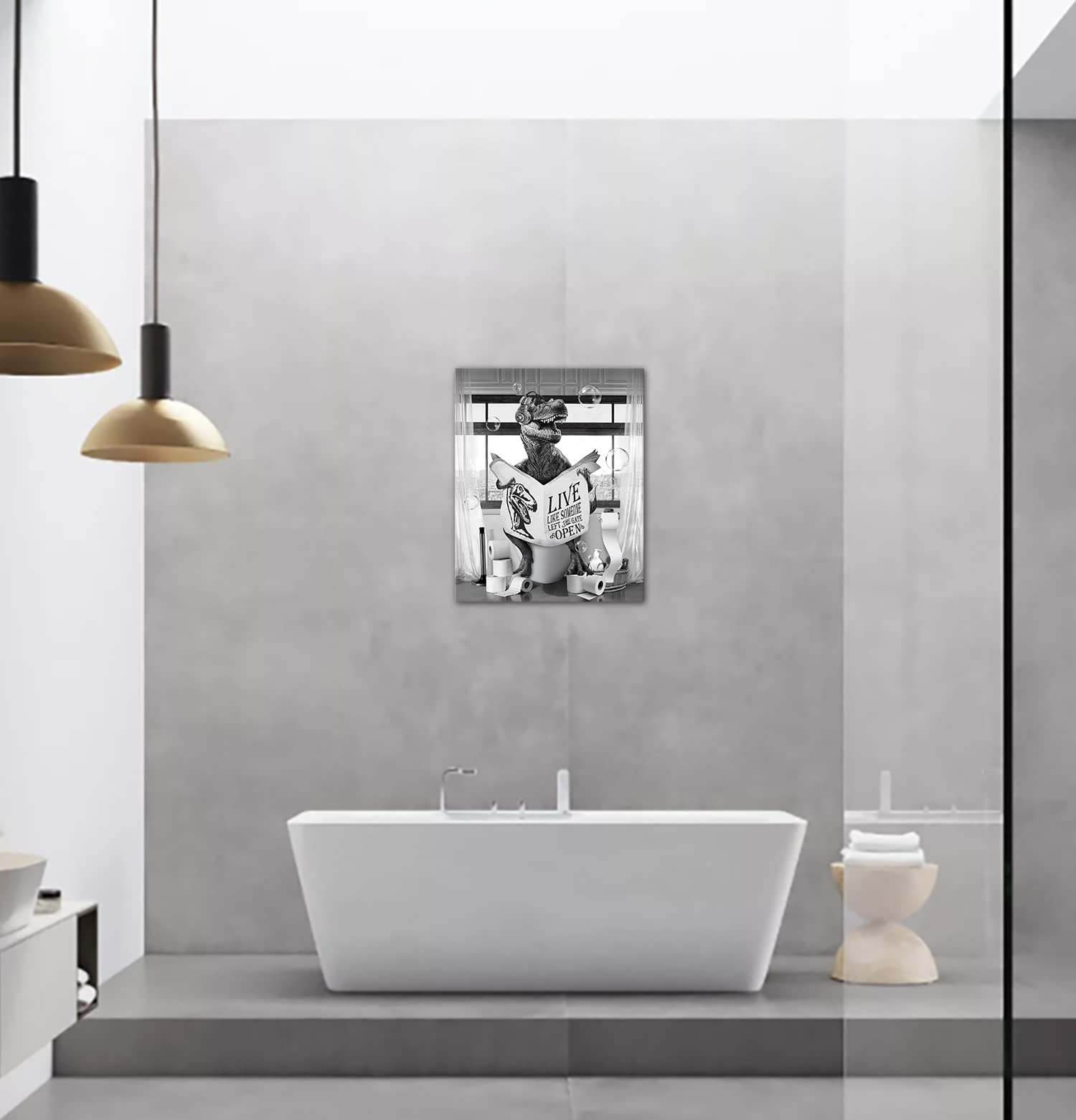 Dinosaur Picture Funny Animal Wall Art Black And White Bathroom Wall Decor Kids Bathroom Decor Farmhouse Bathroom Wall Decor Din