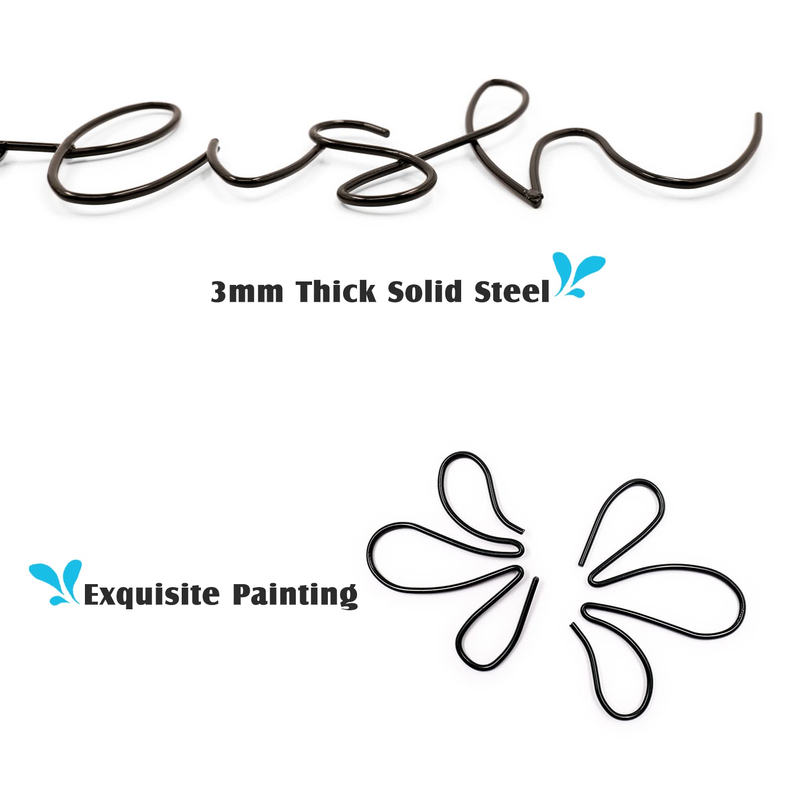 Qmetalart Splish Splash Bathroom Decor Wall Art Black Metal Wire Words Funny Signs Housewarming Wedding Gift Ideas