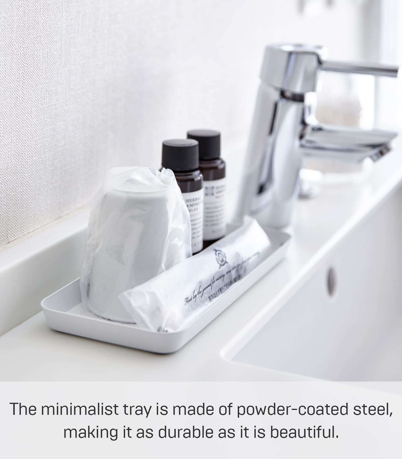 Yamazaki Home Tower Amenity Tray L White, Flat