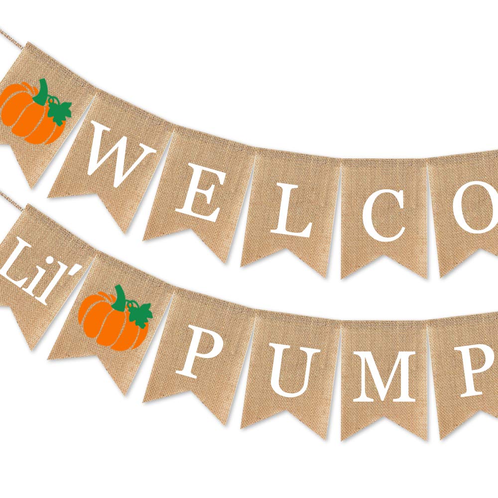 Swyoun Burlap Welcome Little Pumpkin Banner Fall Autumn Baby Shower Party Birthday Party Garland Decoration Supplies