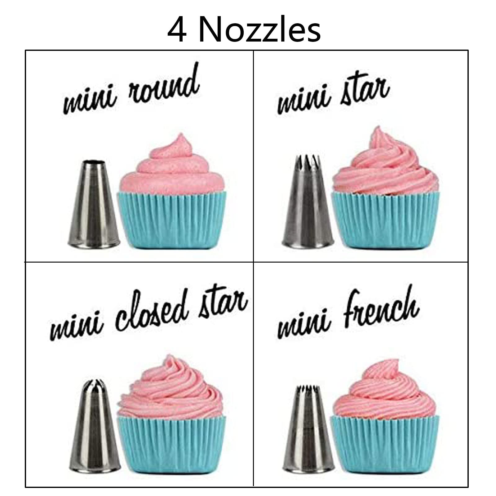 Pastry Diy Cake Decorating Pen, Hsxxf Icing Piping Tool Kit With 4 Different-Shaped Nibs, 4 Nozzles Decorative Bag, 2 Coupler Fo