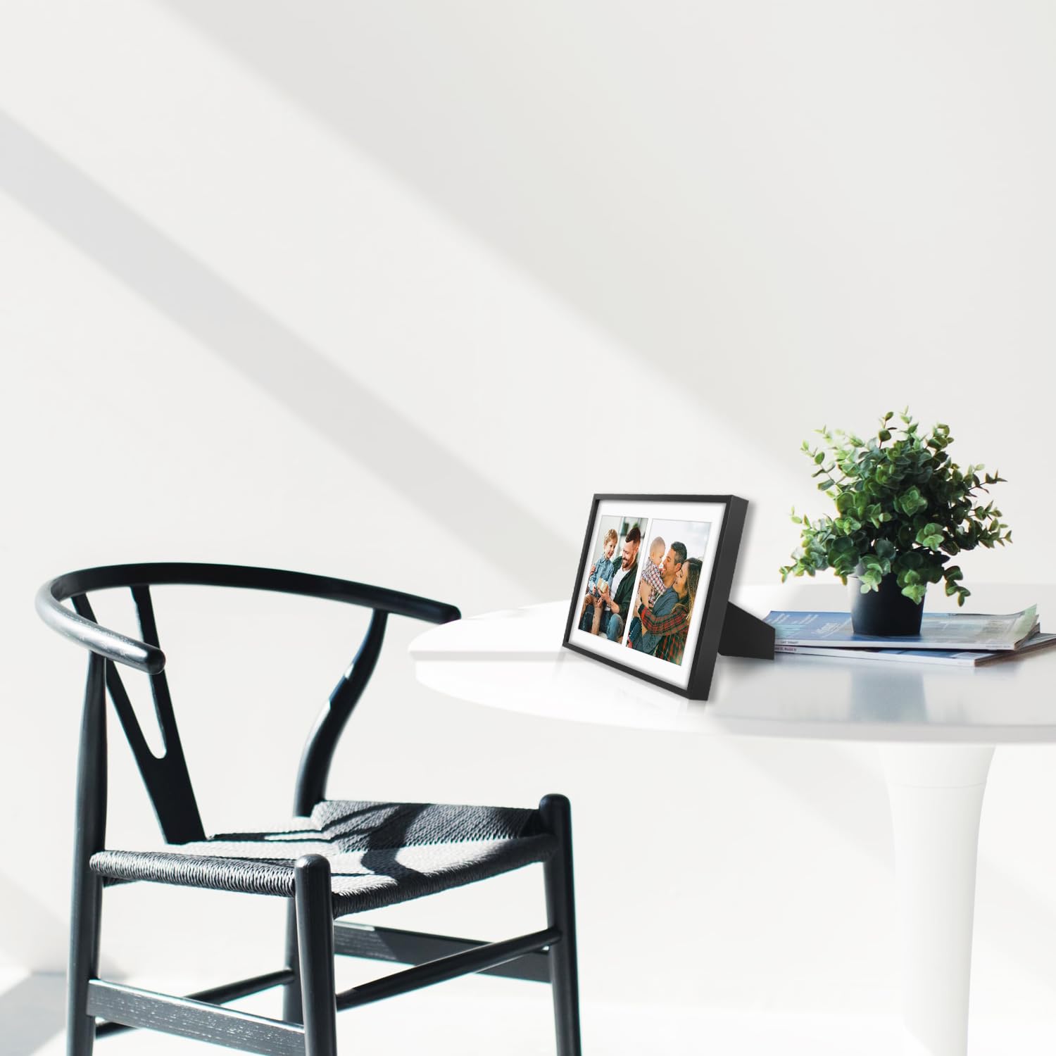 Golden State Art, 5x7 Aluminum Collage Frame, Displays 7x5 Pictures With 2 Openings Mat or One 8.5x11 Photo, Real Glass, Portrai