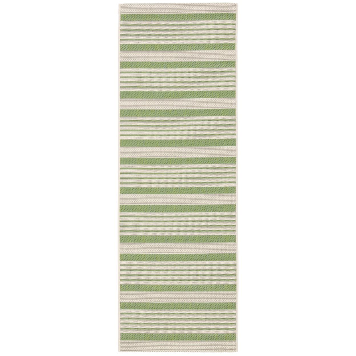 SAFAVIEH Courtyard Collection 23 x 10 Green/Beige CY6062 Stripe Indoor/ Outdoor Patio Backyard Mudroom Runner Rug