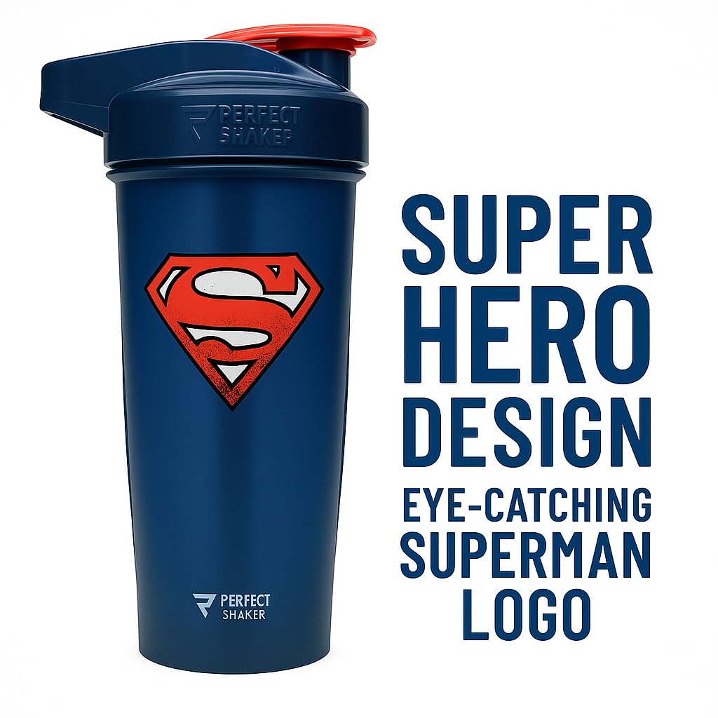 Perfectshaker Performa Activ Dc Comics & Justice League Series Shaker Bottle, Best Leak Free Bottle With Actionrod Mixing Techno