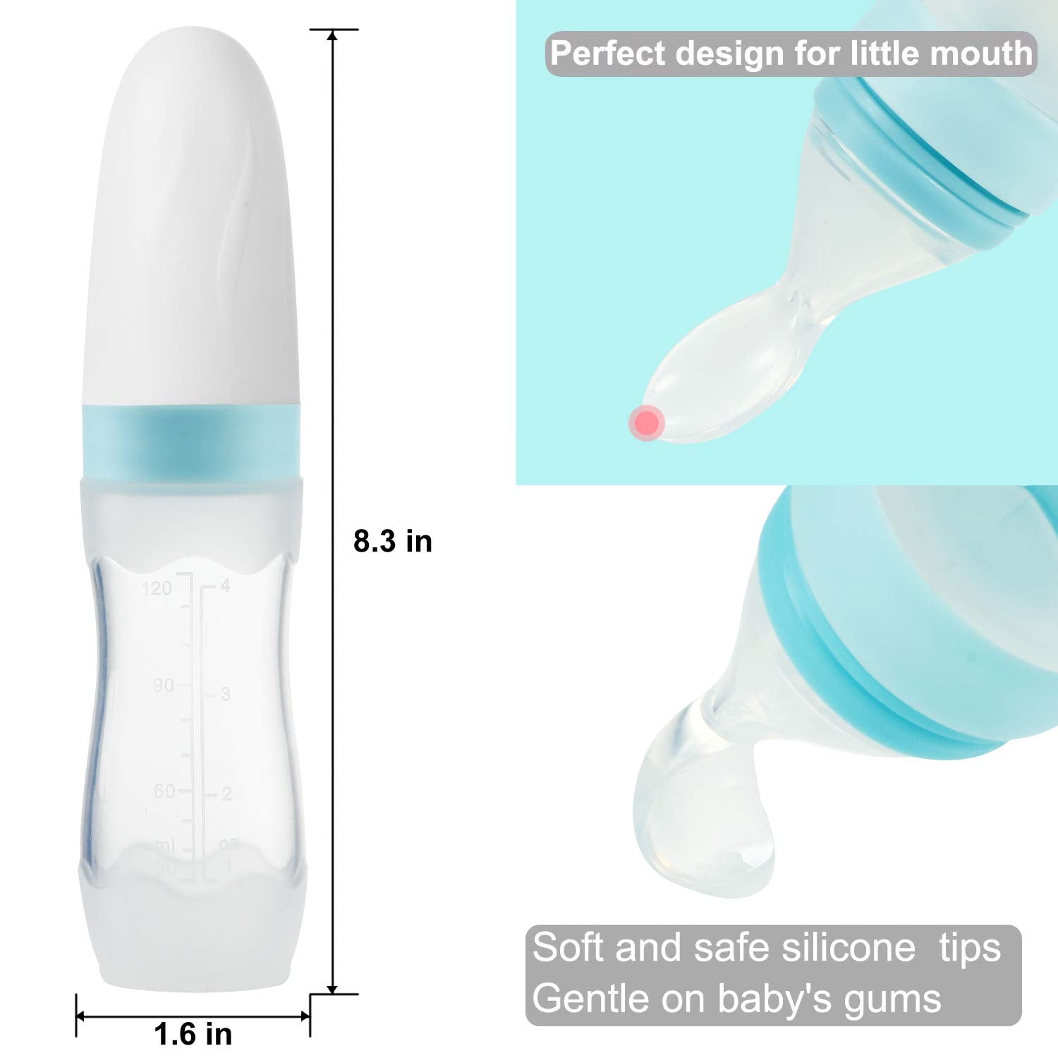 Pandaear (2 Pack) Silicone Baby Food Dispensing Spoon|4 Oz Infant Fruit Squeeze Feeder| Travel Friendly Kids Toddlers Boys Girl
