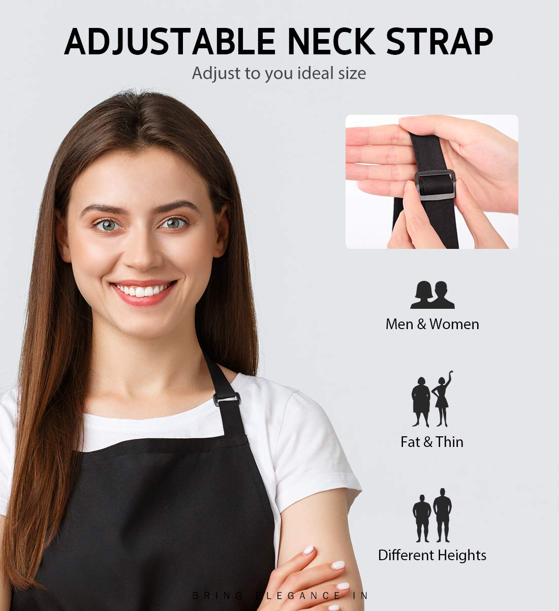 Syntus 4 Pack Chef Apron, Adjustable Bib Apron Waterdrop Resistant Professional Cooking Aprons For Men Women With 2 Pockets, Bla