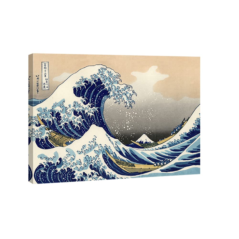 Wieco Art Great Wave Of Kanagawa Katsushika Hokusai Modern Stretched And Framed Canvas Prints Artwork Abstract Landscape Picture