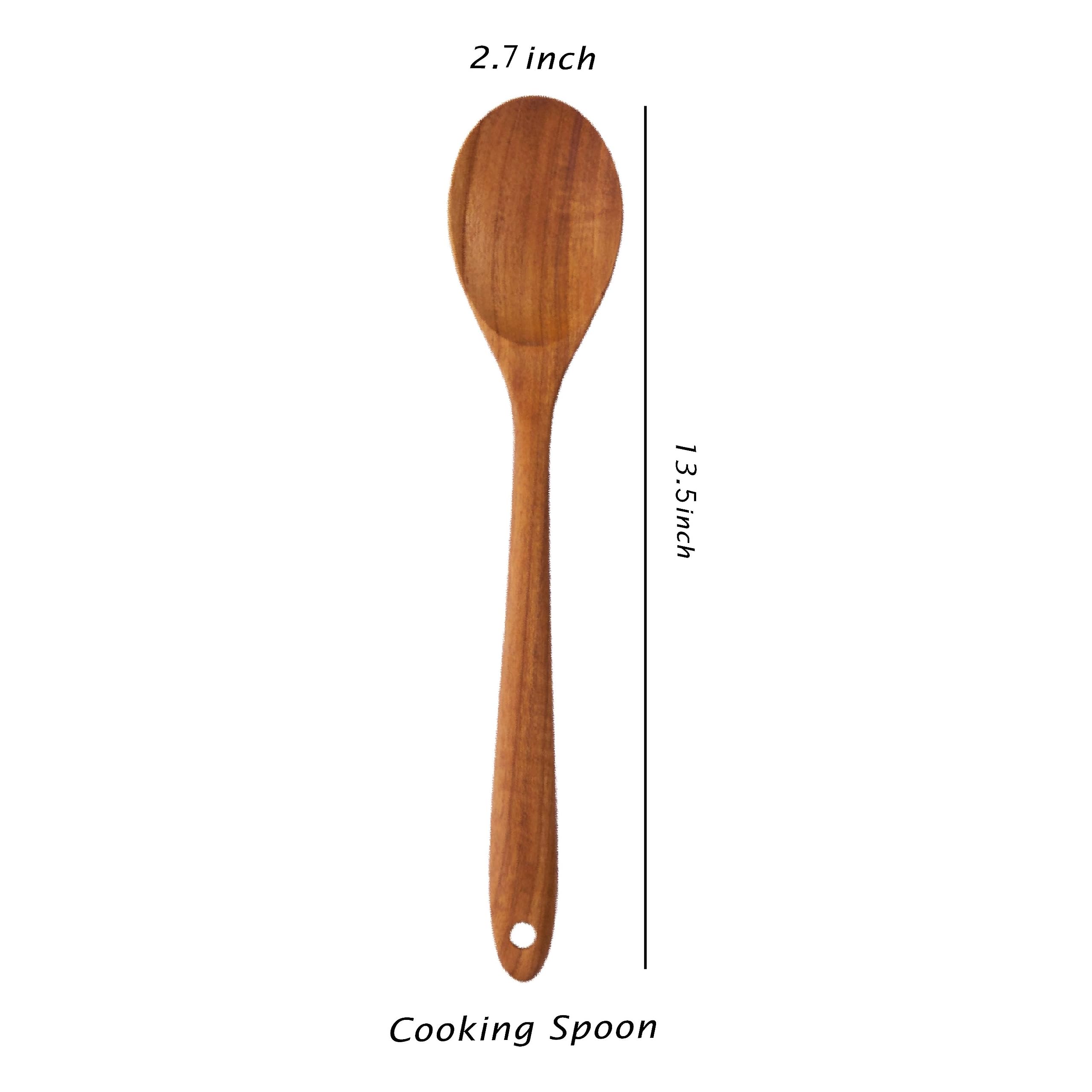 Teak&Treat Wooden Spoon For Cooking, Mixing, Serving - Good Grip Multi-Purpose Kitchen Utensil 13.5 - Teak Utensils (Teak Cook