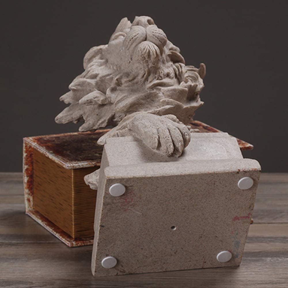 H&W Sandstone Lion - The King of Beasts - Statue Decoration for Home/Study/Living Room, Great Collectible Figurines, Best Gift f