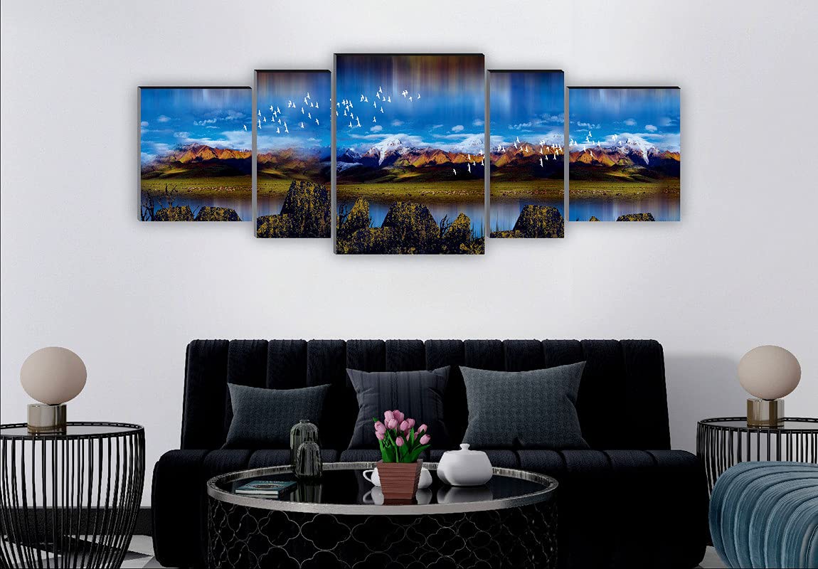 Saf Set Of 5 Nature Scenery Uv Textured Home Decorative Gift Item Large Panel Painting 42 Inch X 18 Inch Sanfpnl31134