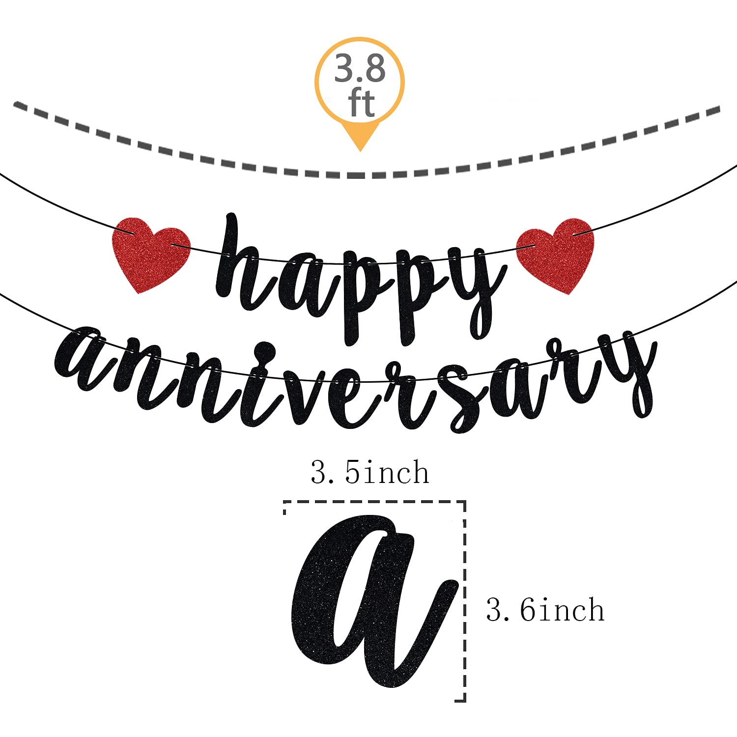 Happy Anniversary Banner  Anniversary Party Decorations  We Still Do  Happy Wedding Anniversary Party Decoration Supplies Black Red Glitter