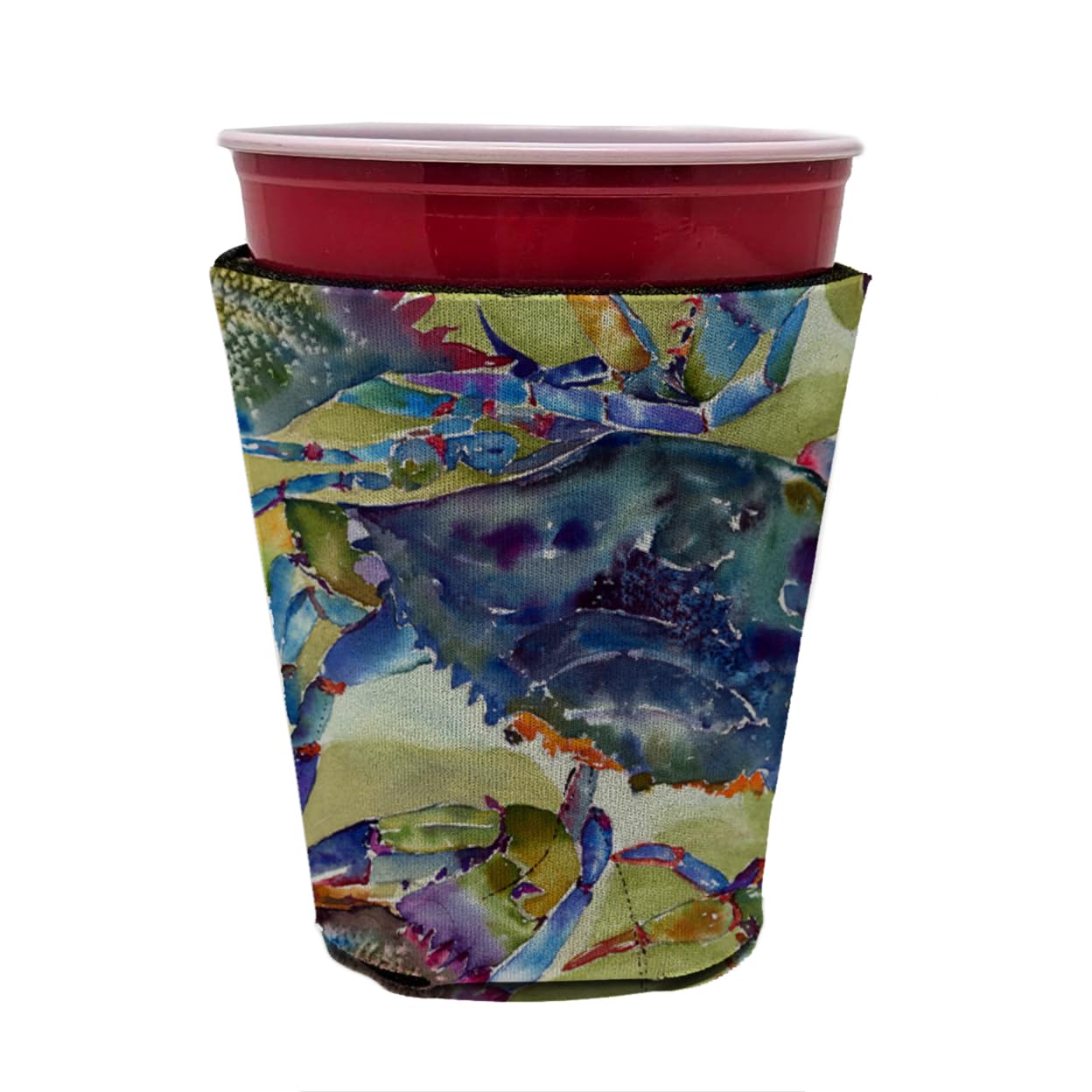 Crab All Over Red Solo Cup Beverage Insulator Hugger