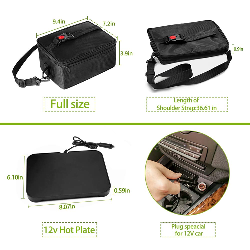 Portable Oven, 12V Car Food Warmer Portable Personal Mini Oven Electric Heated Lunch Box For Meals Reheating & Raw Food Cooking