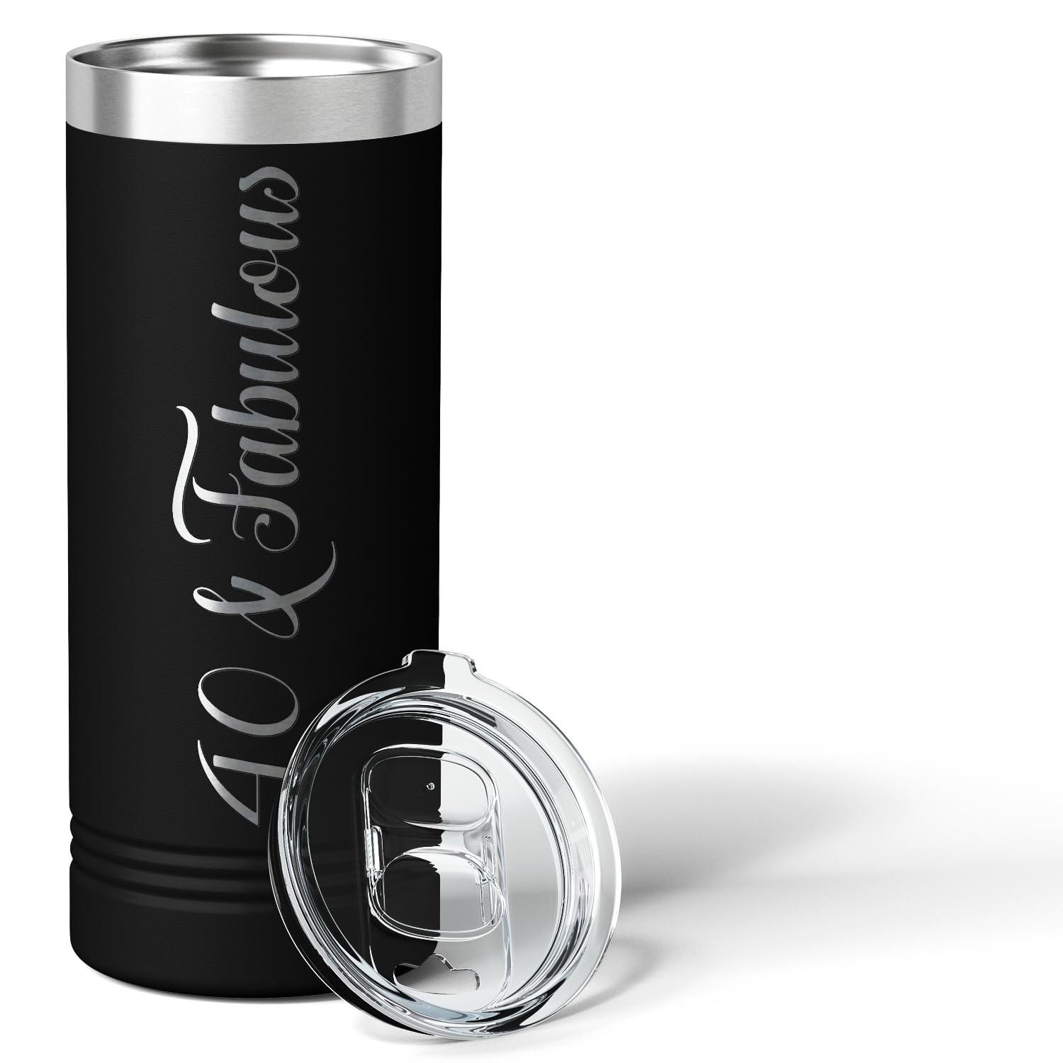 40 & Fabulous 22 Oz Skinny Tumbler 40Th Birthday Gifts For Women On Black Decorations Funny Present Vacuum Insulated Cup With St