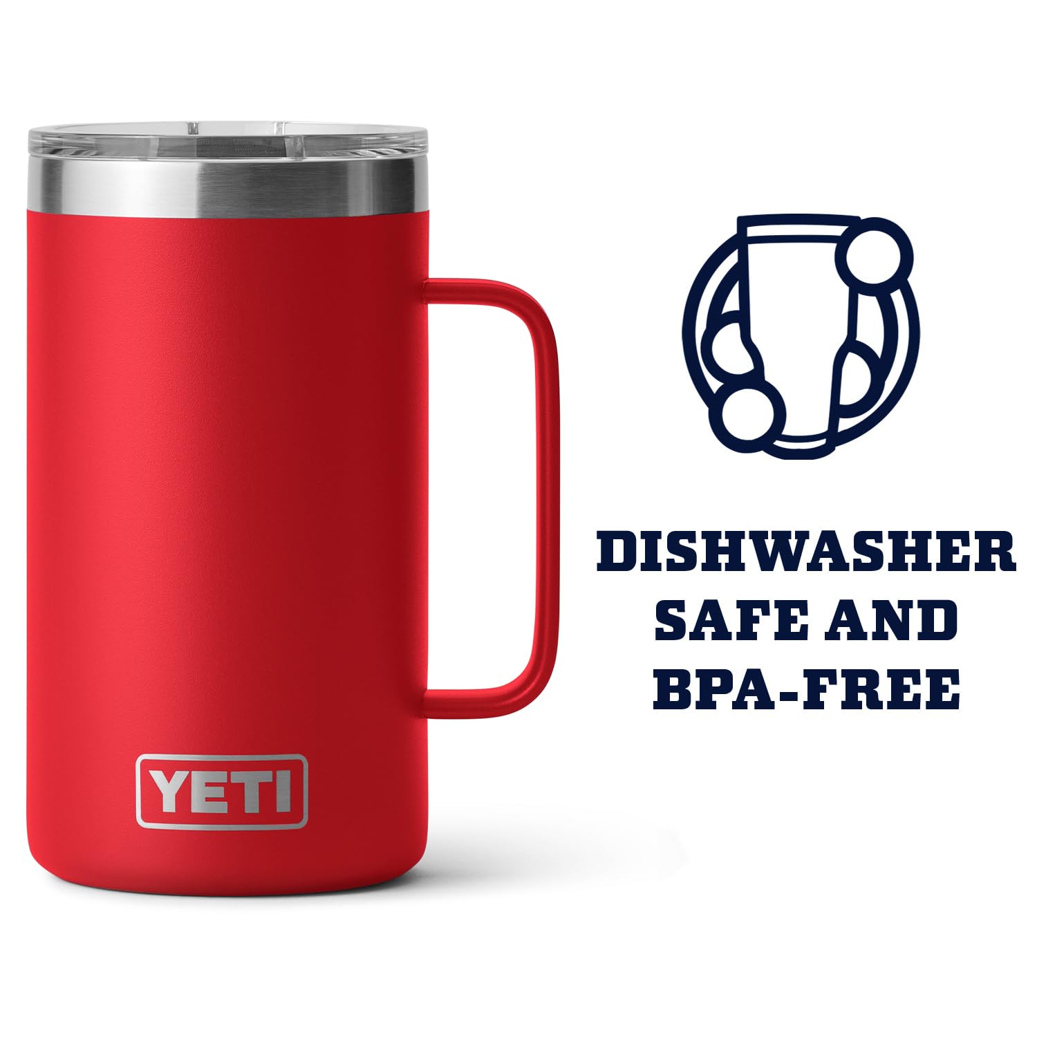 Yeti Rambler 24 Oz Mug, Vacuum Insulated, Stainless Steel With Magslider Lid, Rescue Red