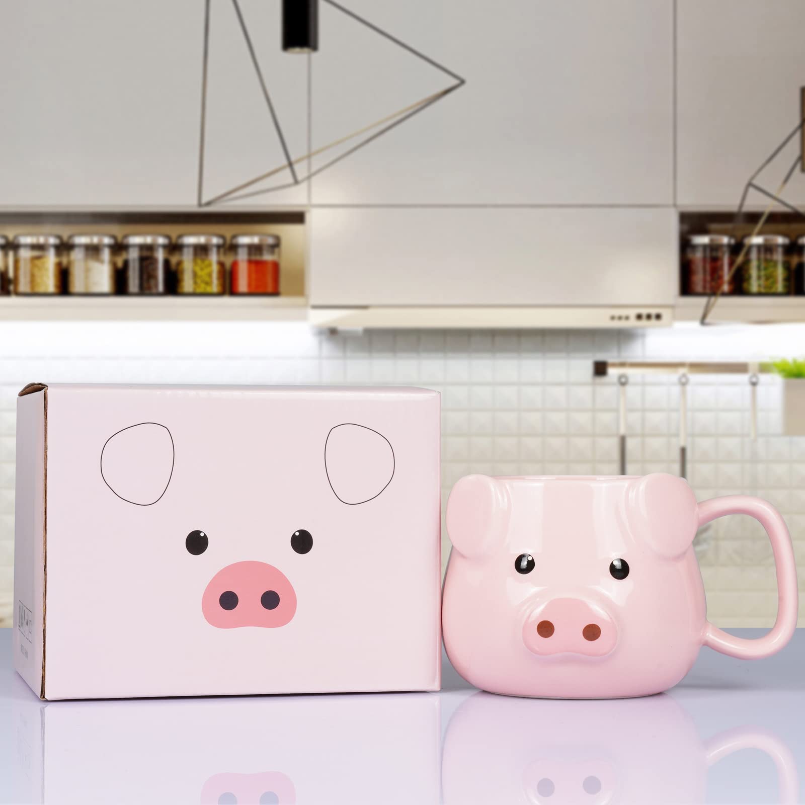 Tocooto Pig Coffee Mug 14 Oz Ceramic Novelty Coffee Mug 3D Porcelain Tea Mug For Women Christmas Housewarming Holiday Birthday G