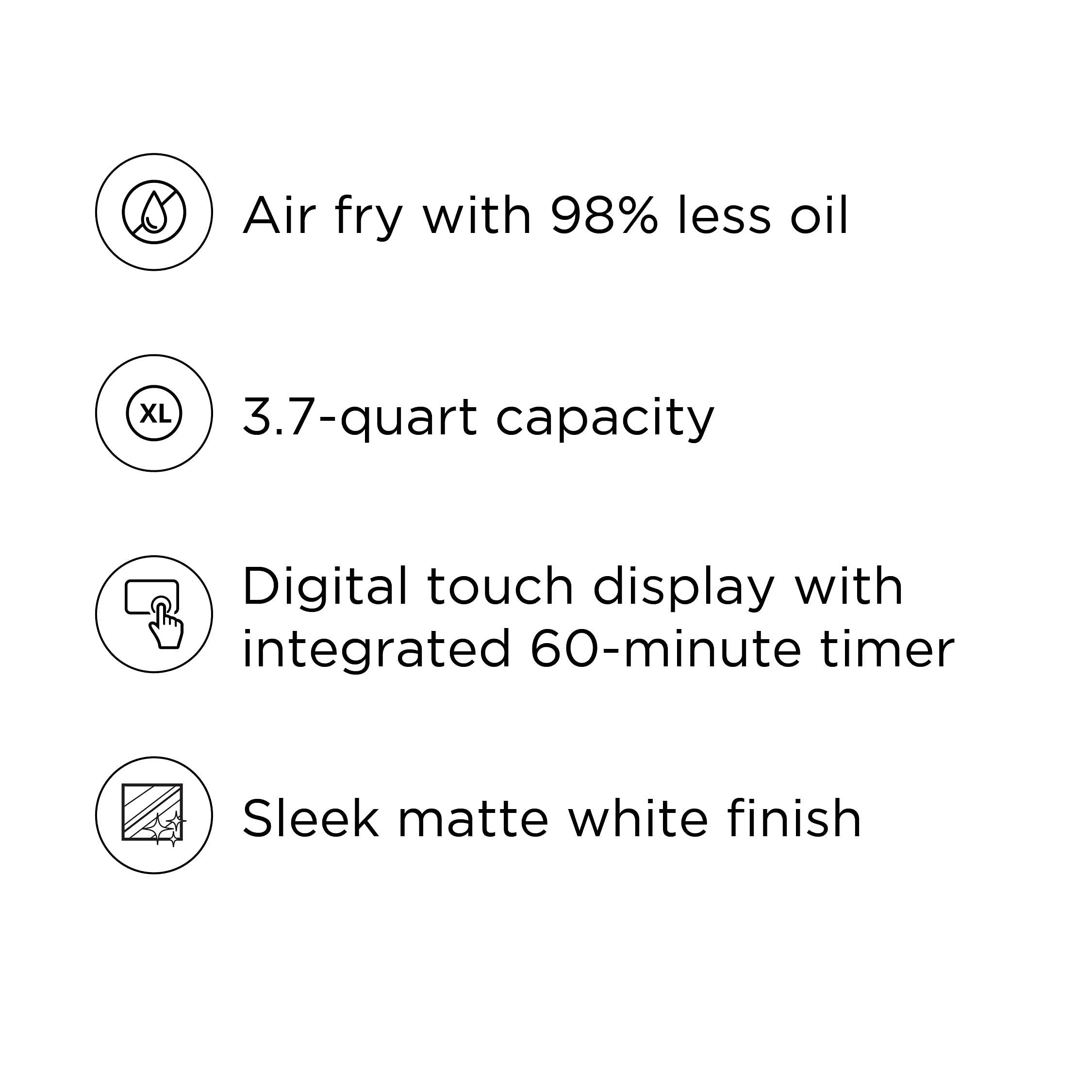 Chefman Small Air Fryer Healthy Cooking, 3.7 Qt, Nonstick, User Friendly And Digital Touch Screen, W/ 60 Minute Timer & Auto Shu