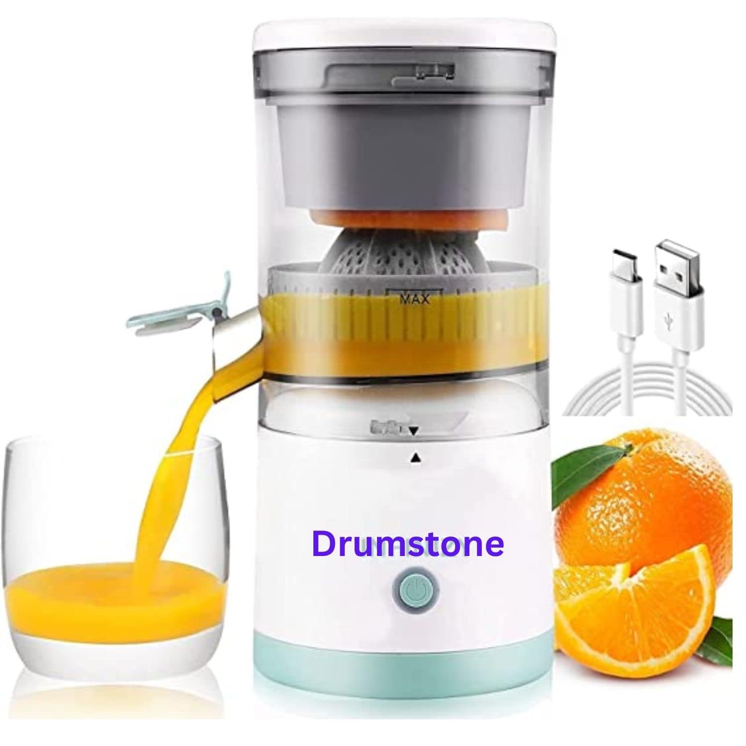 Drumstone    Automatic Electric Citrus Juicer Usb Rechargeable | Portable Orange & Lemon Squeezer For Fresh Juice | Compact Kitc