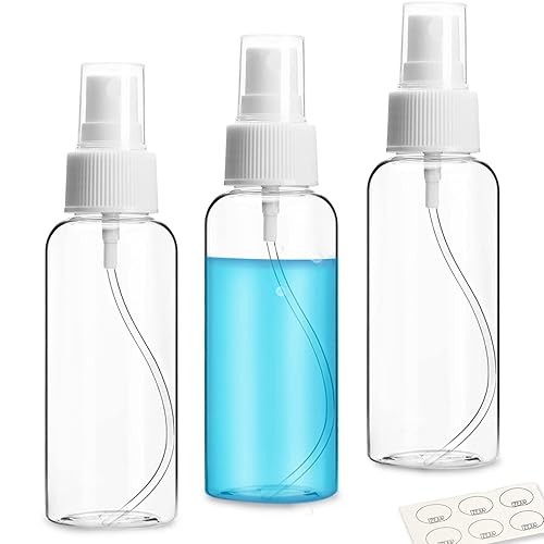 ZEJIA 3 Pack Small Spray Bottle  2.7oz/80ml Travel Spray Bottle  Empty Fine Mist Spray Bottles  Refillable Mini Spray Bottles with Labels