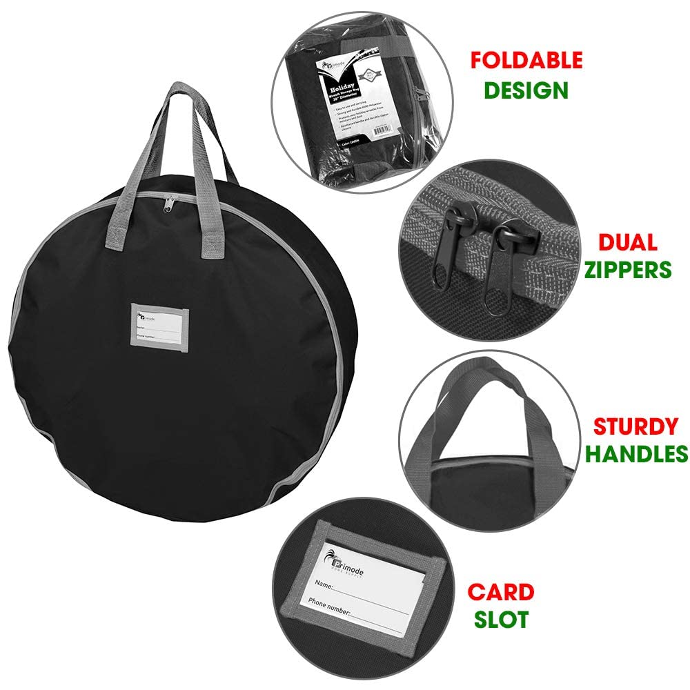 Primode Christmas Wreath Storage Bag 24''- Garland Wreaths Container With Handles - Durable 600D Oxford Polyester Material Holid