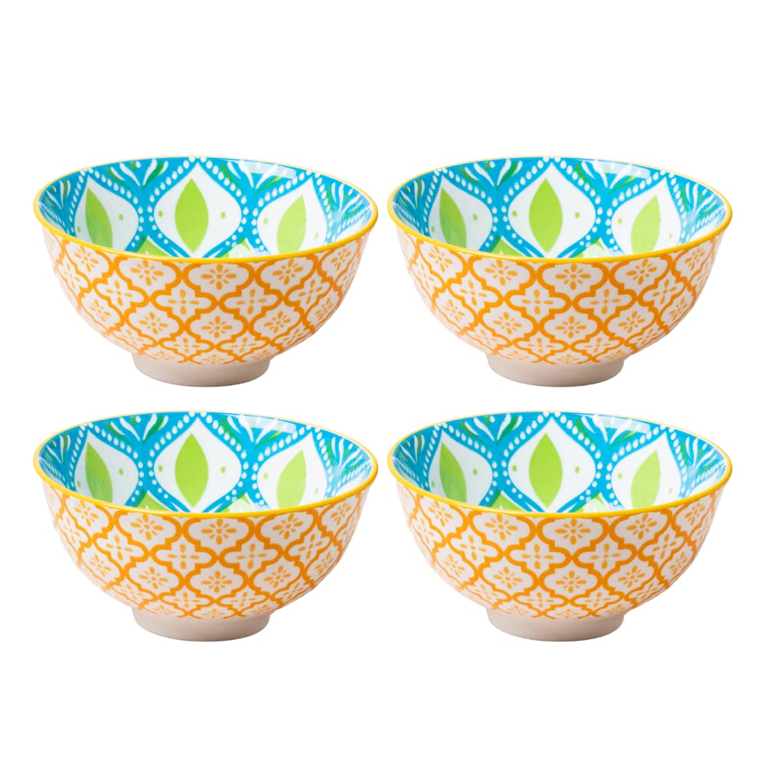 Nestasia Microwave & Dishwasher Safe Ceramic Bowl with Mandala Pattern | Set of 4 | Perfect for Snacks, Rice, Dal, Vegetables, F