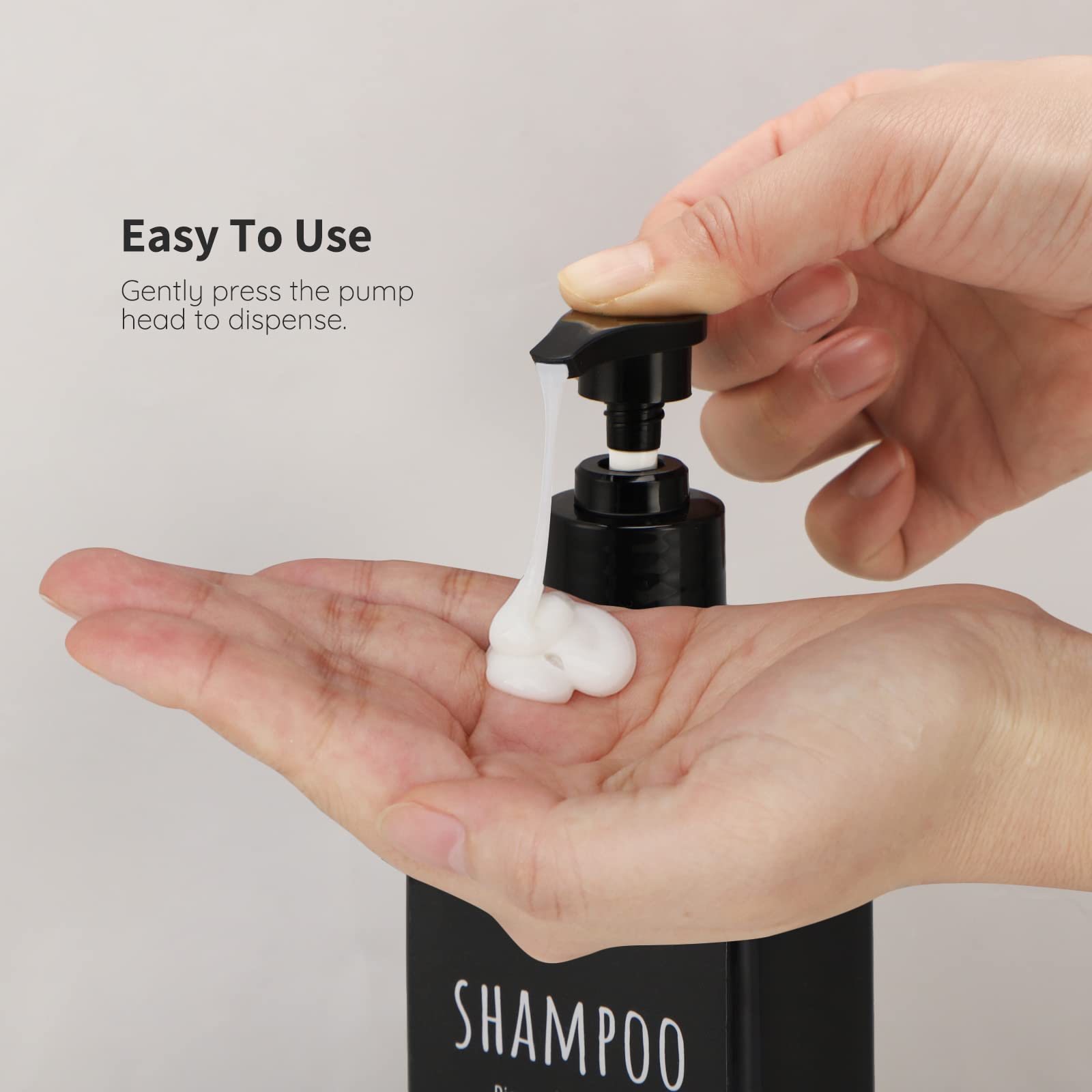 Segbeauty Shampoo and Conditioner Dispenser Refillable  3pcs 16.9oz Shower Bottles Soap Dispenser with Labels  500ml Empty Plastic Square Pump Bottle Dispenser Body Wash Containers for Bathroom Black