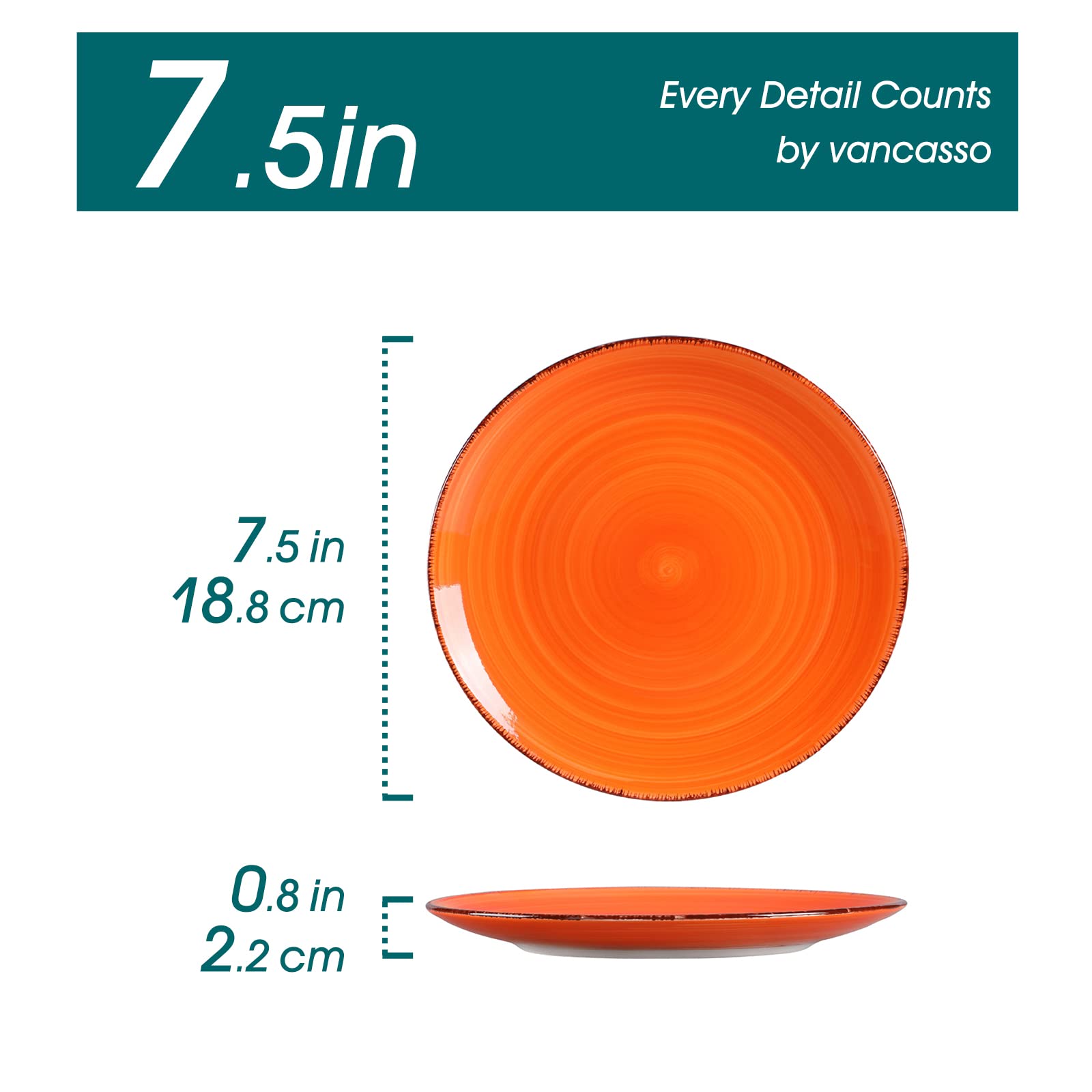 vancasso Bonita Multicolor Ceramic Salad Plate Set of 6, 7.5 Inch, Dishwasher & Microwave Safe, Warm Color