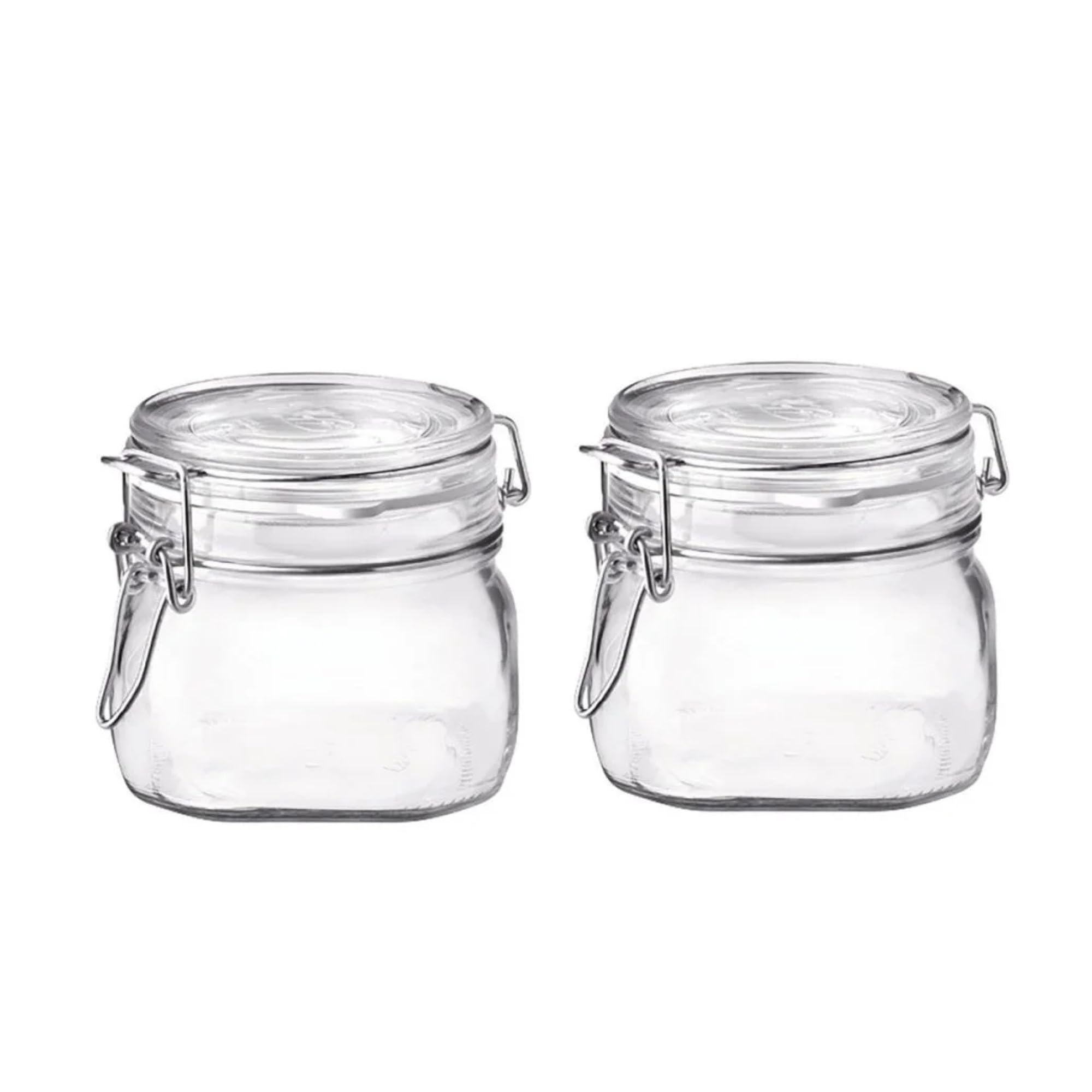 Bormioli Rocco Fido Clear Glass Jar With 85 Mm Gasket,0.5 Liter (Pack Of 2)