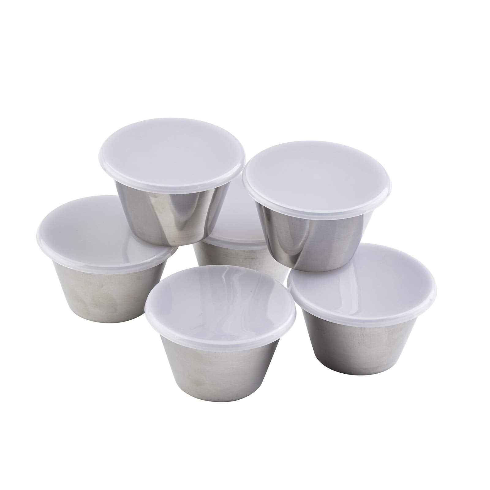 Tablecraft Round Ramekins With Lids 3 Oz - Ounces Clear, Pack Of 6 With Clear Lids