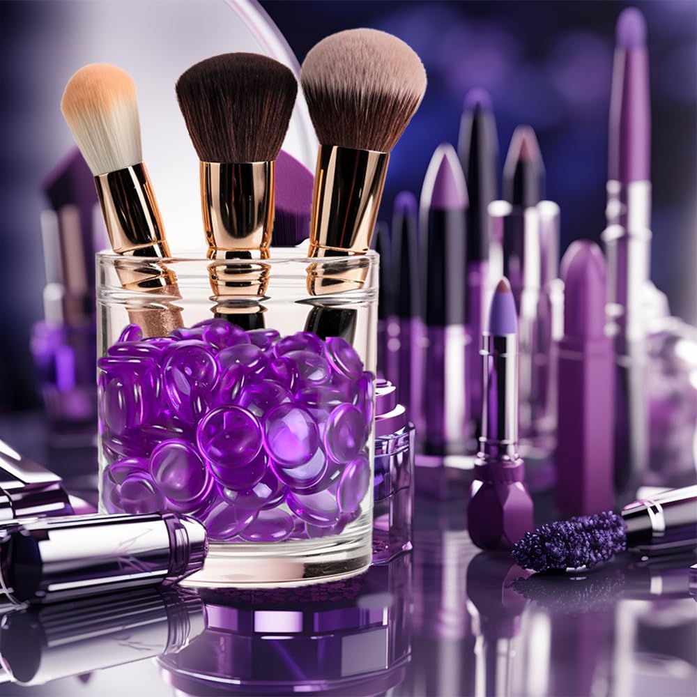 HappyFiller Fall Halloween Decor 630 PCS 0.6 inch Bright Purple Acrylic Flat Marbles No Broken Vase Fillers,Makeup Brush Holder