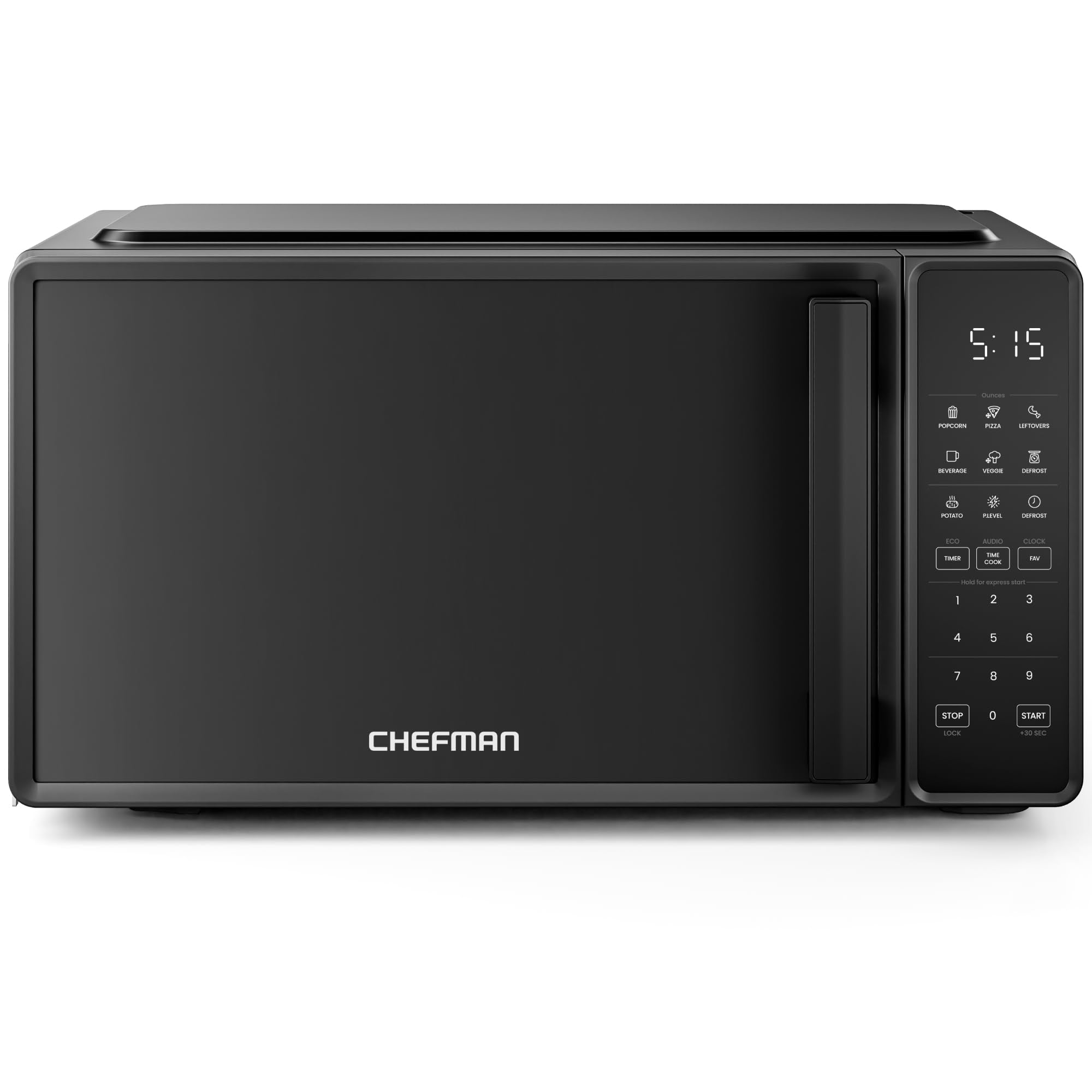 Chefman Countertop Microwave Oven 0.7 Cu. Ft., 700 Watts with 10 Power Levels, 6 Cooking Presets with One-Touch Express Cook, Ec