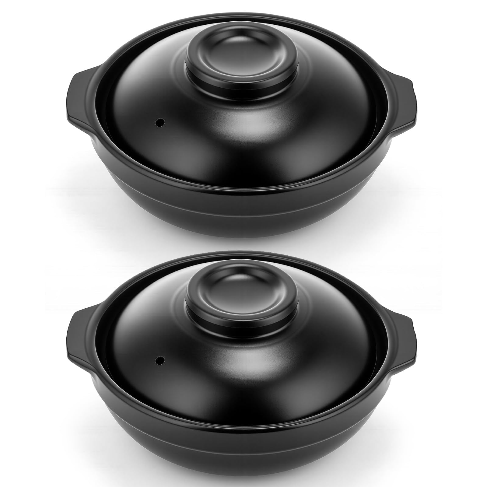 Hushee 2 Pack Clay Casserole Pot with Lid 25 oz Heat Resistant Clay Pot for Cooking Korean Stone Bowl Nocoating Earthenware Cas