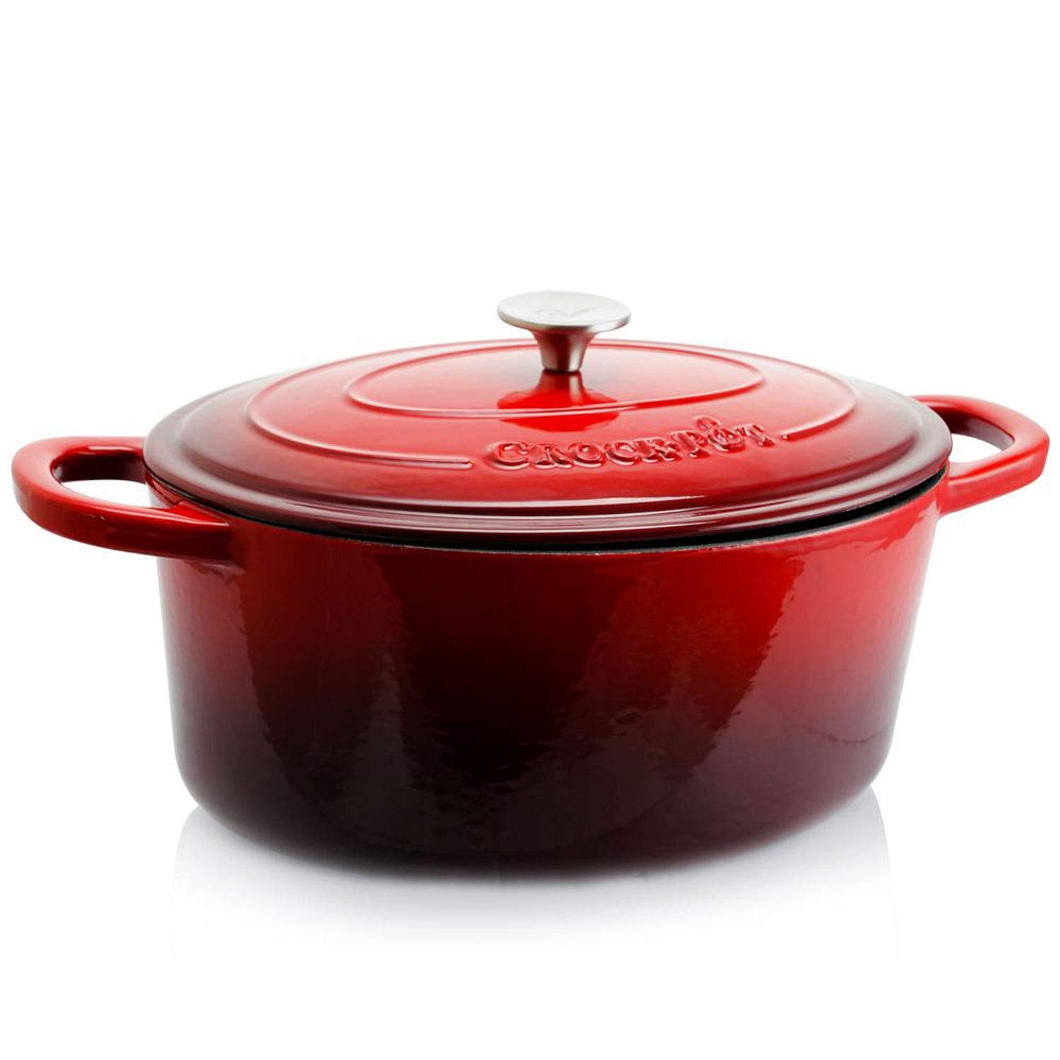 Crock-Pot Artisan Oval Enameled Cast Iron Dutch Oven, 7-Quart, Scarlet Red