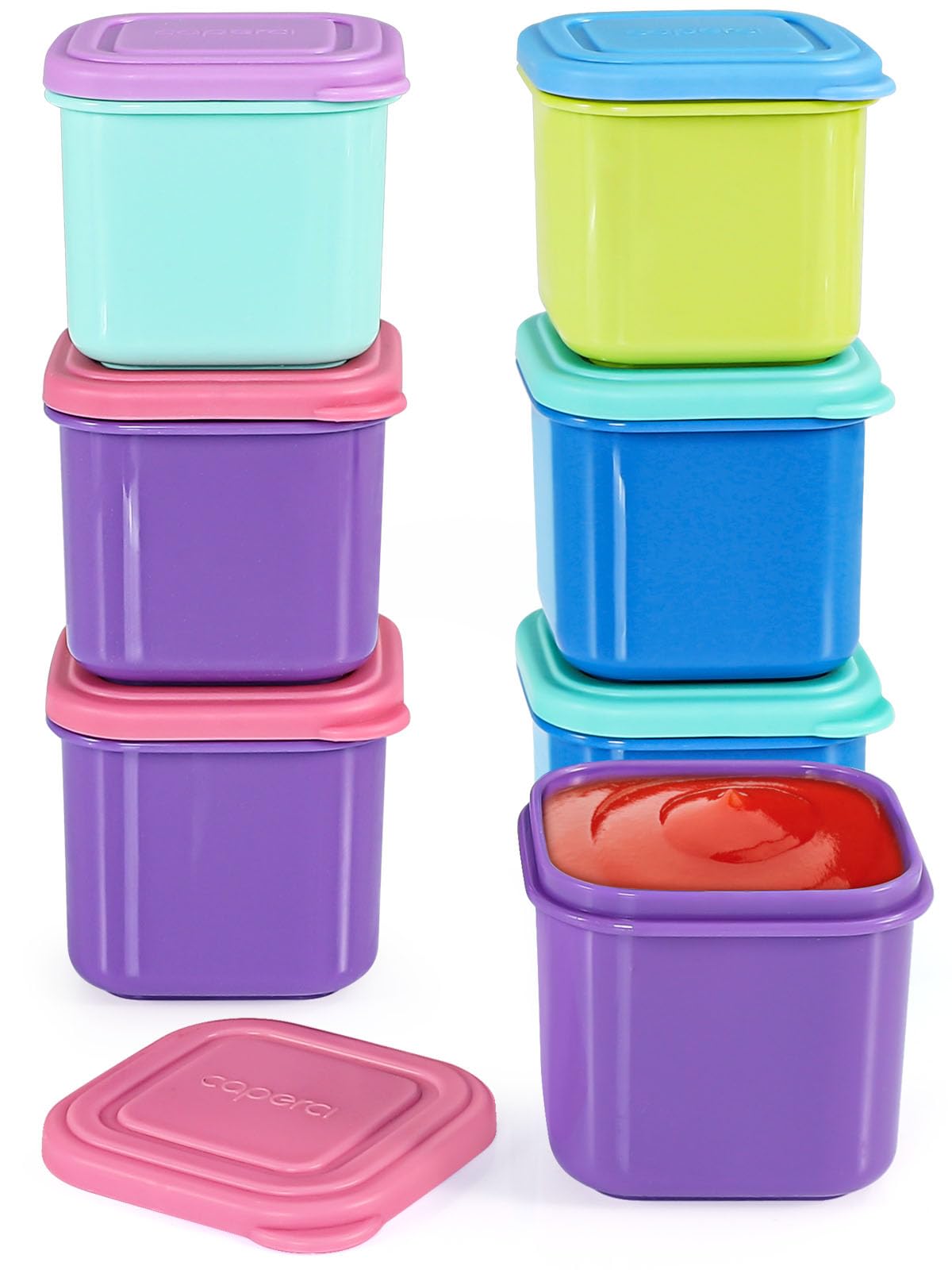 Caperci Leakproof Condiment Salad Dressing Container To Go With Lids 6 Pack - 3 Oz/90Ml Stackable Small Food Storage Containers