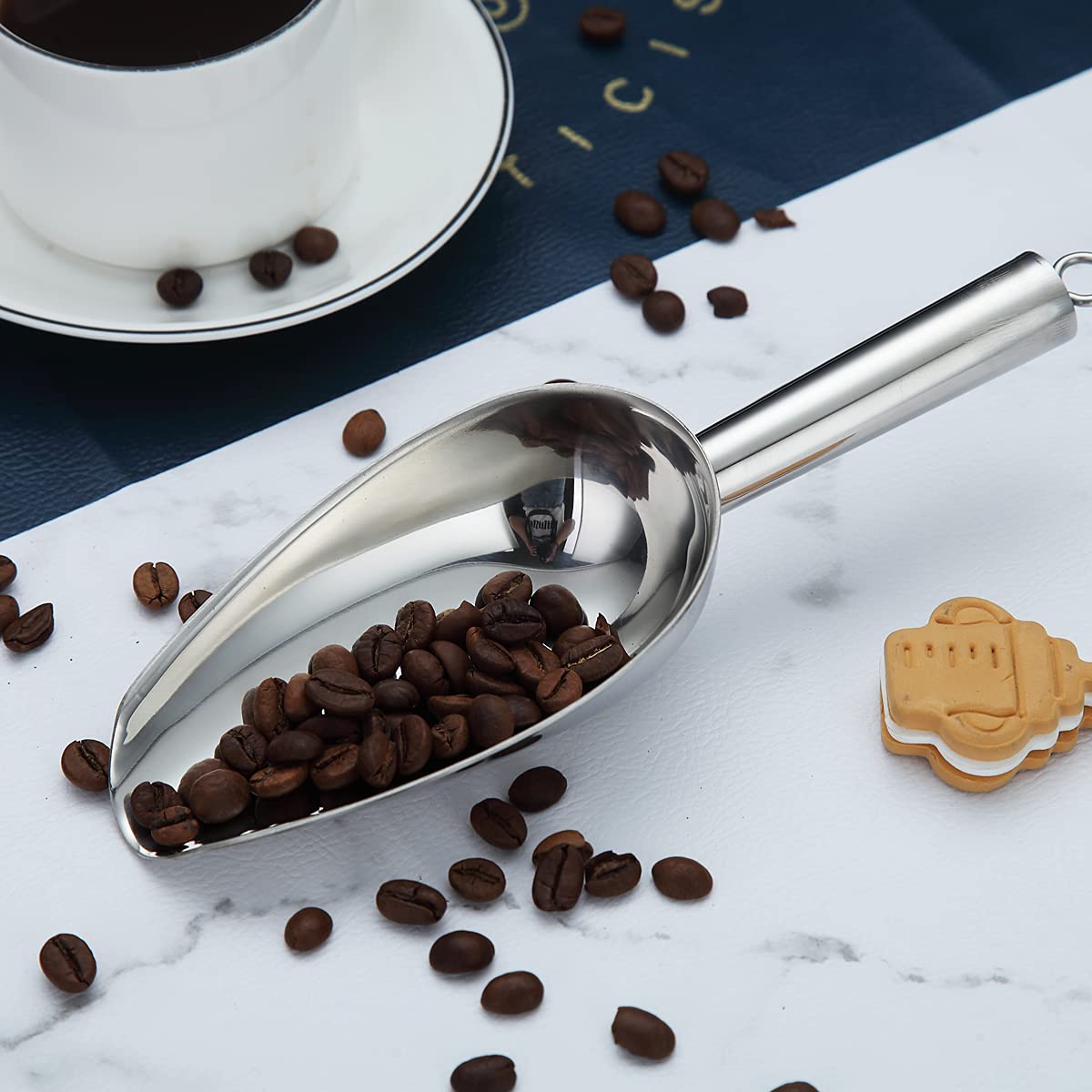 Berglander Stainless Steel Ice Scoop 6 Oz, Metal Ice Scooper For Ice Maker, Multipurpose For Candy Kitchen Bar Party Wedding Pet