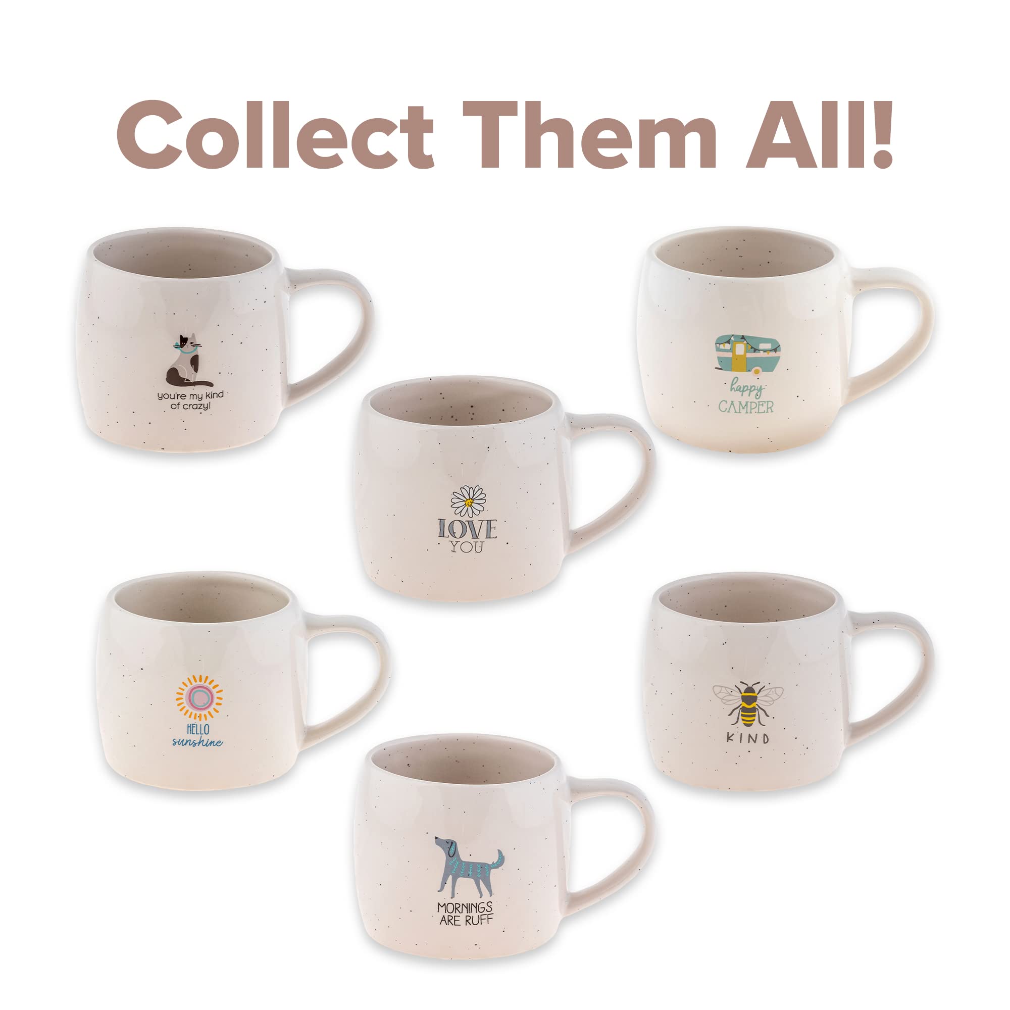 Karma Gifts Reese Ceramic Mug - 16-Ounce Coffee Cup - Cute Mugs For Women And Men - Bee