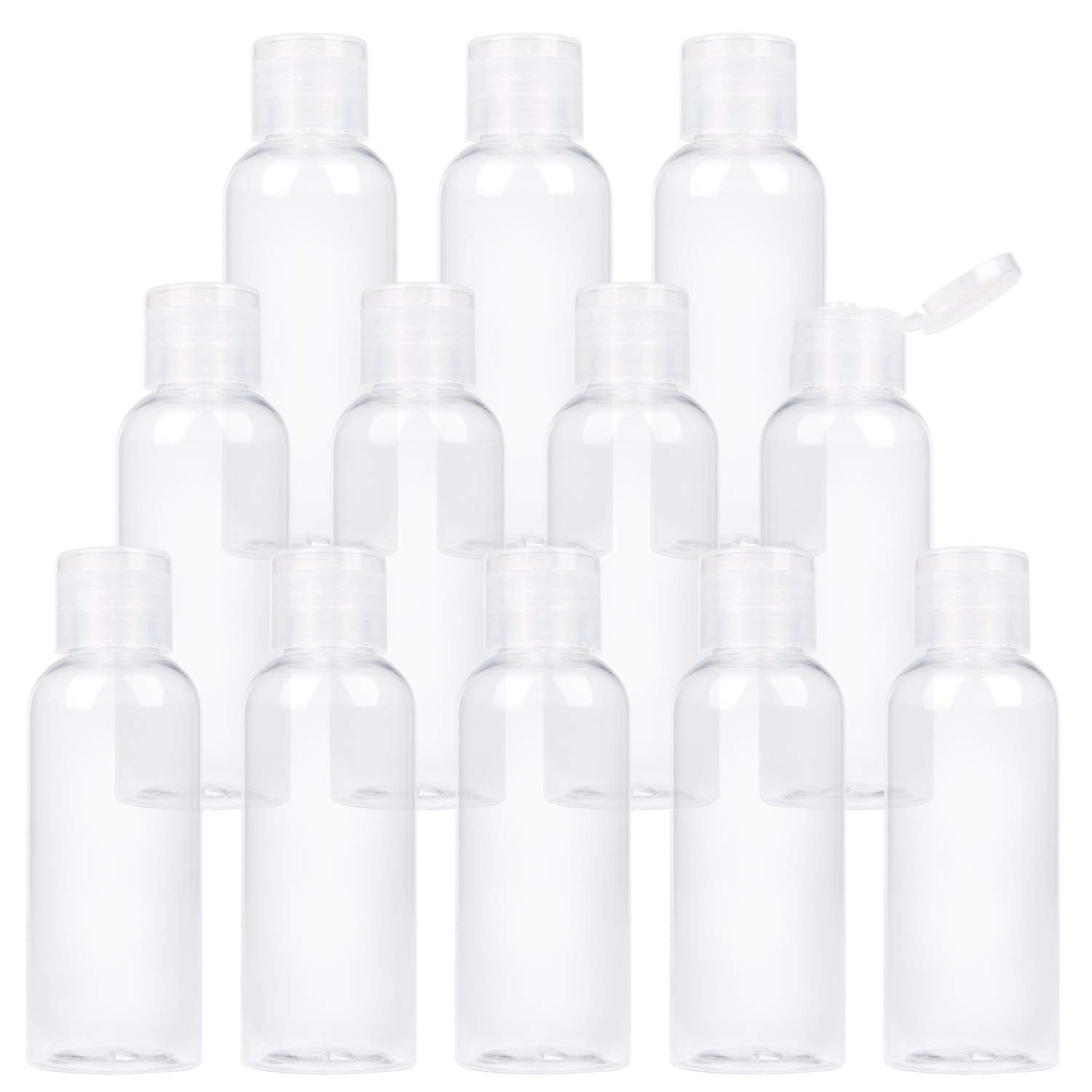 Trendbox 12 Pack Plastic Empty Bottles With Flip Cap For Shampoo, Lotions, Liquid Body Soap, Cream (2 Oz / 60 Ml)