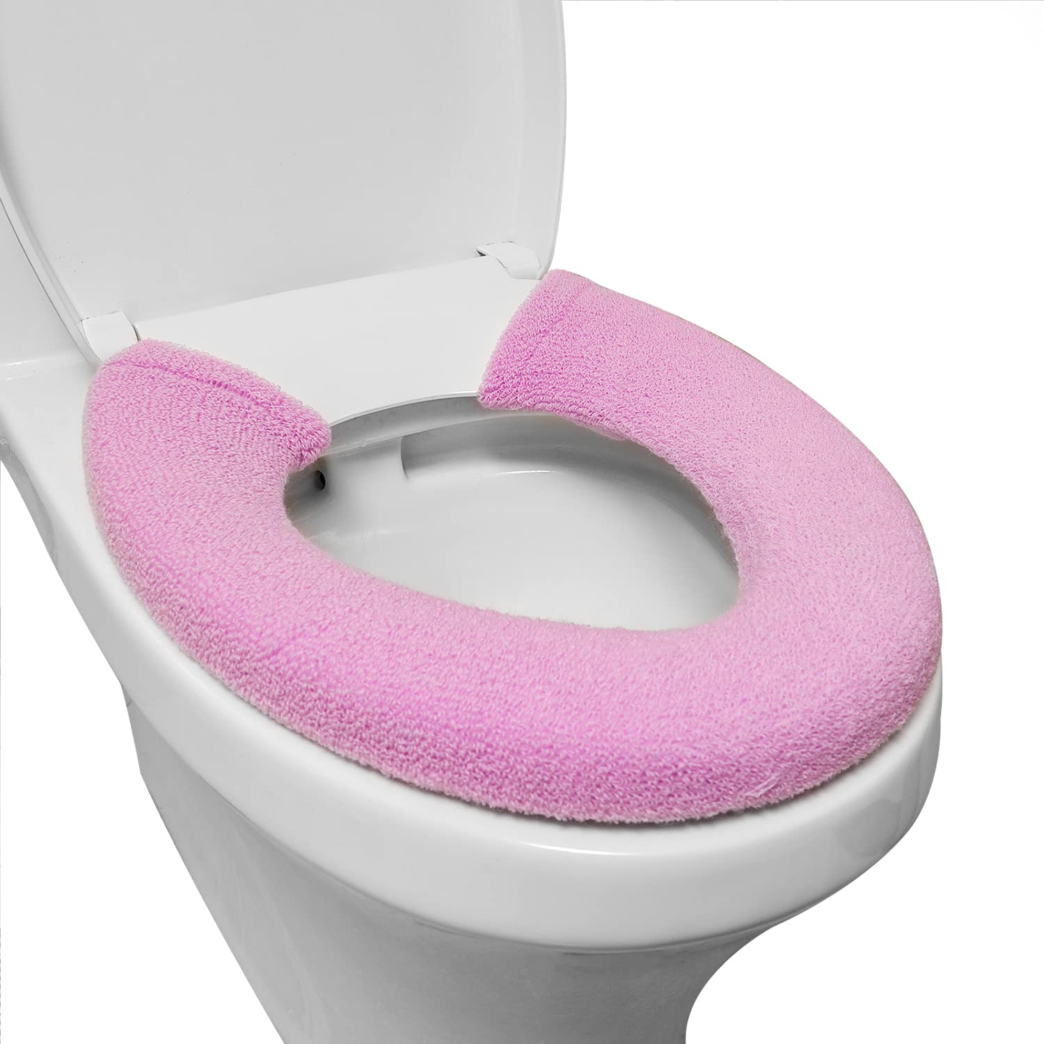 Toilet Seat Cover,Bathroom Soft Thicker Warmer With Snaps Fixed Stretchable Washable Fiber Cloth Toilet Seat Covers Pads Easy In
