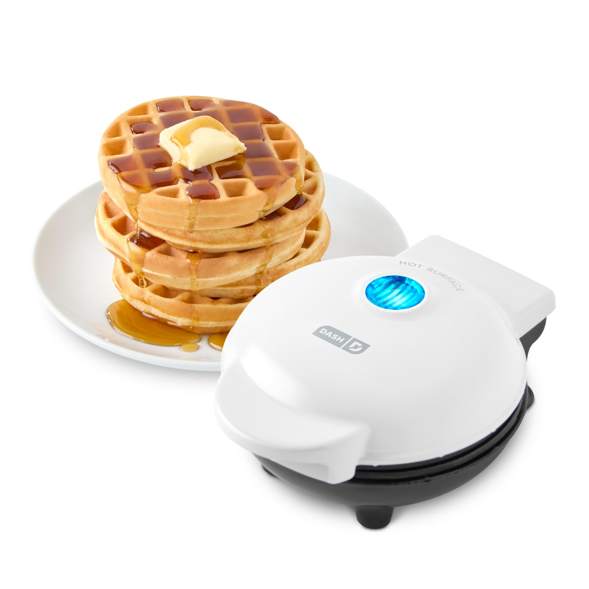 Dash Mini Maker For Individual Waffles, Hash Browns, Keto Chaffles With Easy To Clean, Non-Stick Surfaces, 4 Inch, White