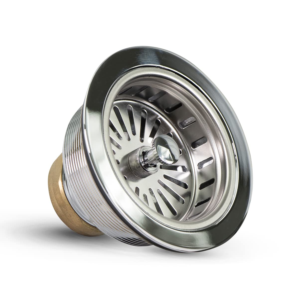 Highcraft 9735 Heavy Duty Kitchen Sink (3-1/2 Inch) Stainless Steel Drain Assembly With Strainer Basket Kohler Style Stopper, 1.