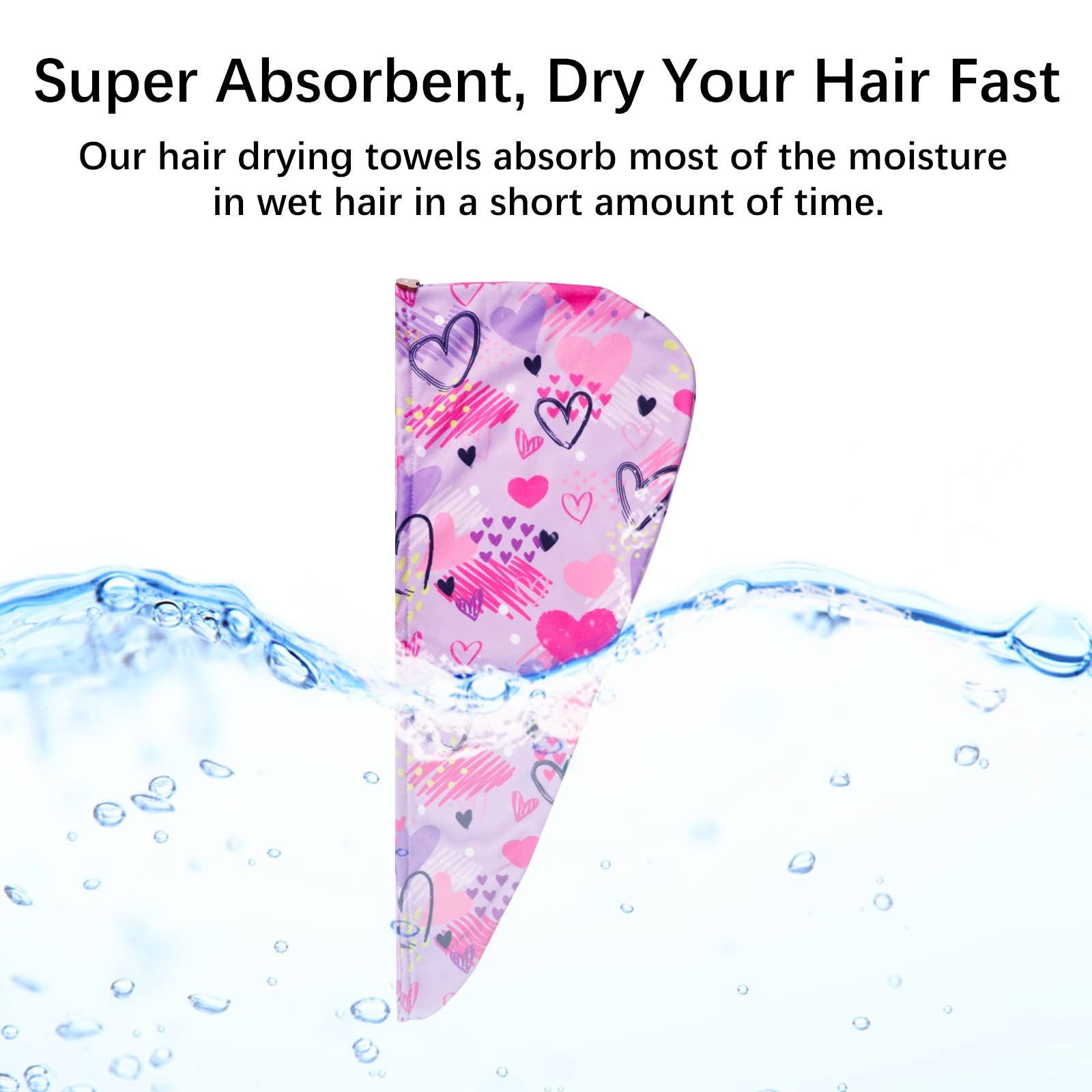 RETON 4 Pack Microfiber Hair Drying Towel, Hair Towel Wrap for Kids Girls Women, Super Absorbent Hair Turbans for Wet Hair, Fast
