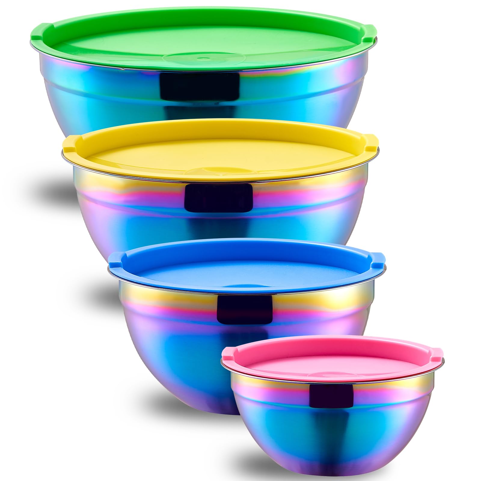 Onlycooker Rainbow Mixing Bowls With Airtight Lids,Stainless Steel Bowl,Salad Bowls 4 Piece Colorful Nesting Bowl Rainbow Kitche