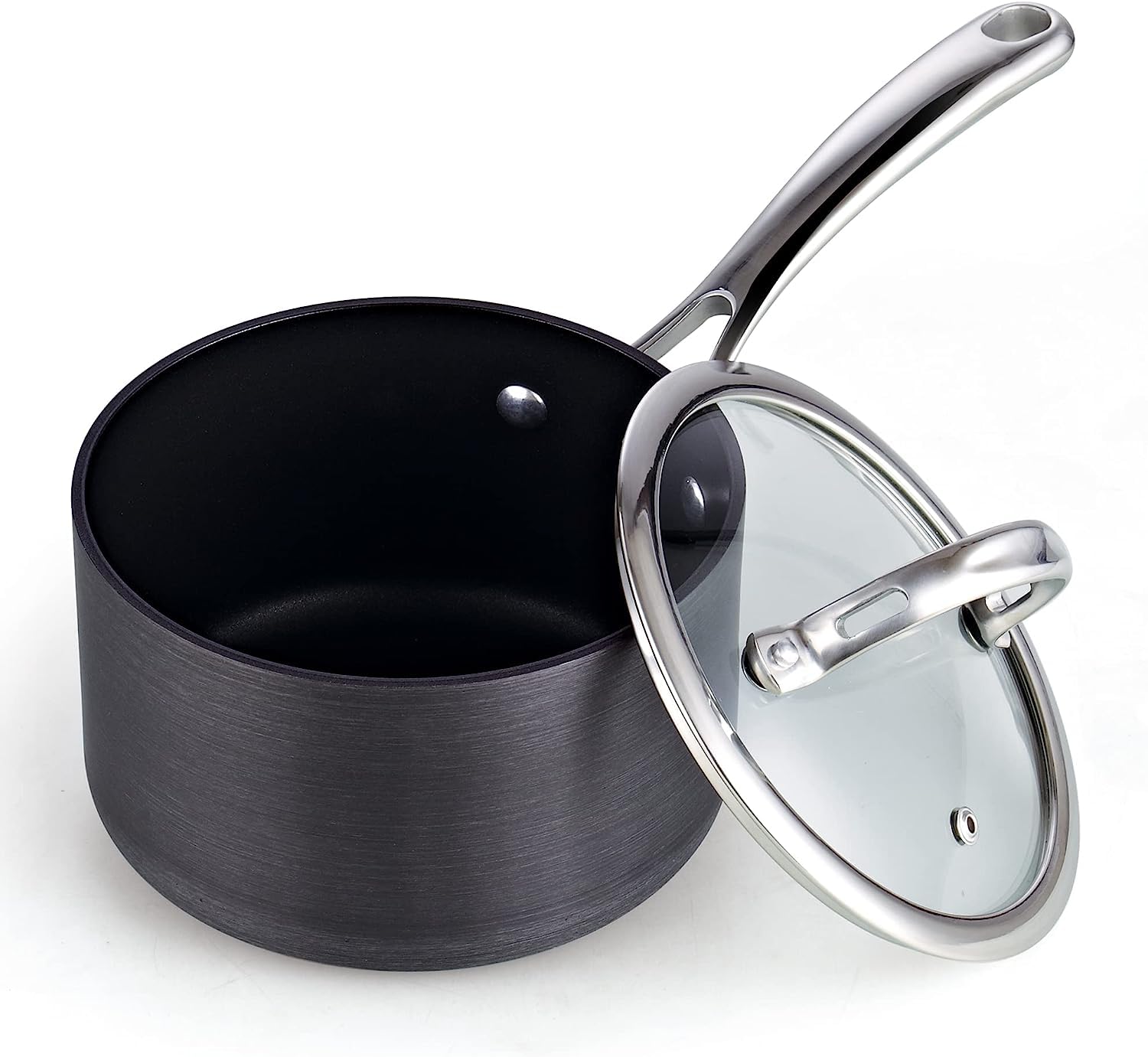 Cooks Standard 3-Quart Hard Anodized Nonstick Saucepan With Lid, Black,Nc-00342