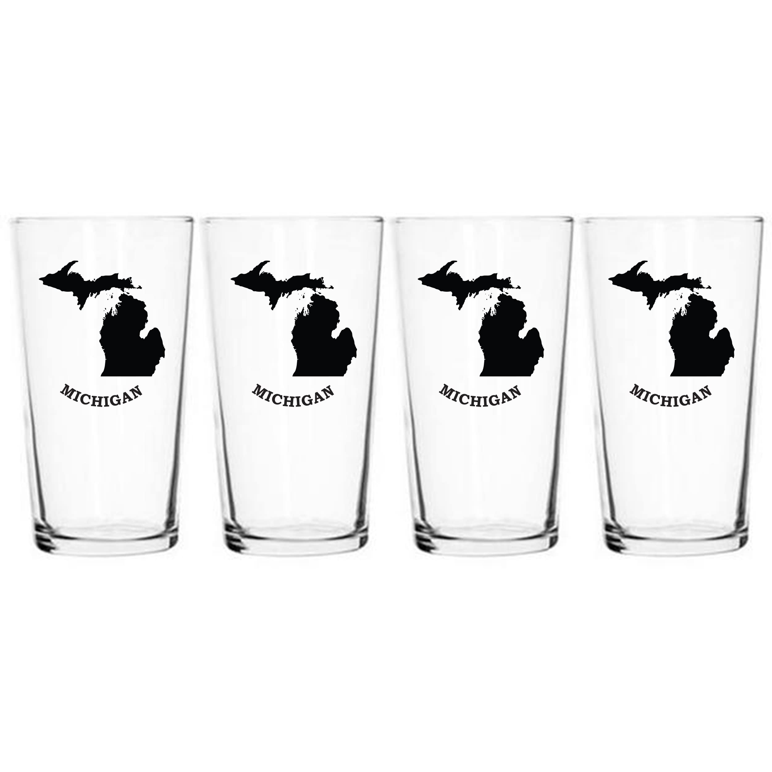 Corkology.Com Michigan Pint Pack With Matching Coaster Set, Clear, 4 Count (Pack Of 1)